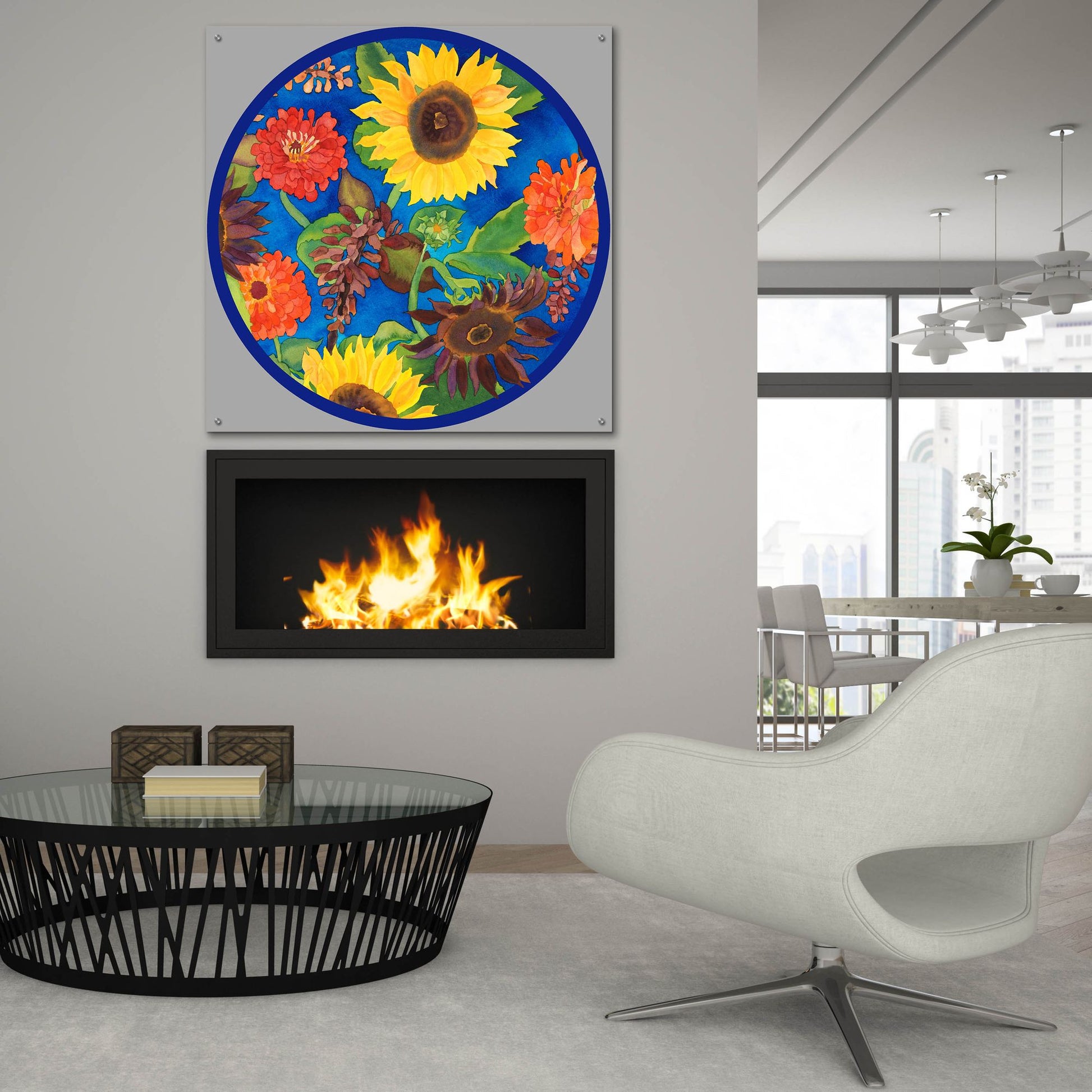 Epic Art 'Fall Change-Circle' by Carissa Luminess, Acrylic Glass Wall Art,36x36