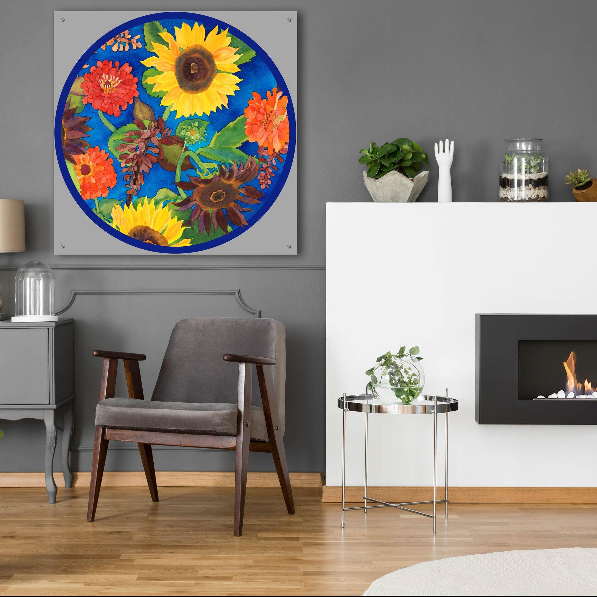 Epic Art 'Fall Change-Circle' by Carissa Luminess, Acrylic Glass Wall Art,36x36