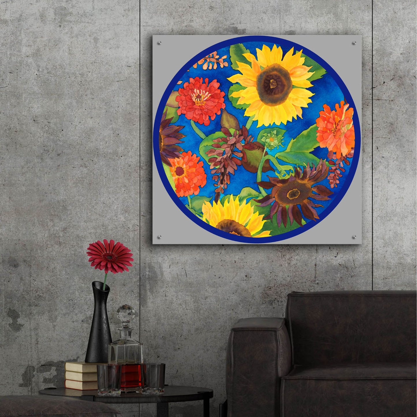 Epic Art 'Fall Change-Circle' by Carissa Luminess, Acrylic Glass Wall Art,36x36