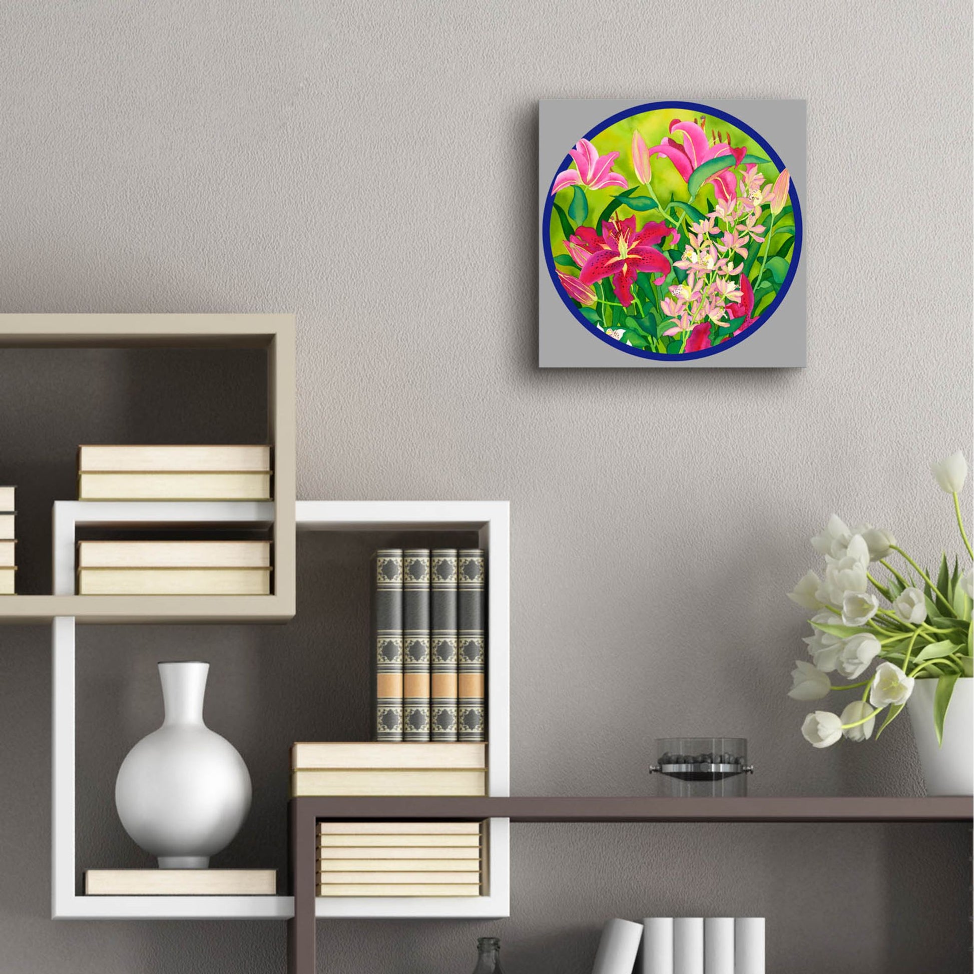 Epic Art 'Lilly Love-Circle' by Carissa Luminess, Acrylic Glass Wall Art,12x12