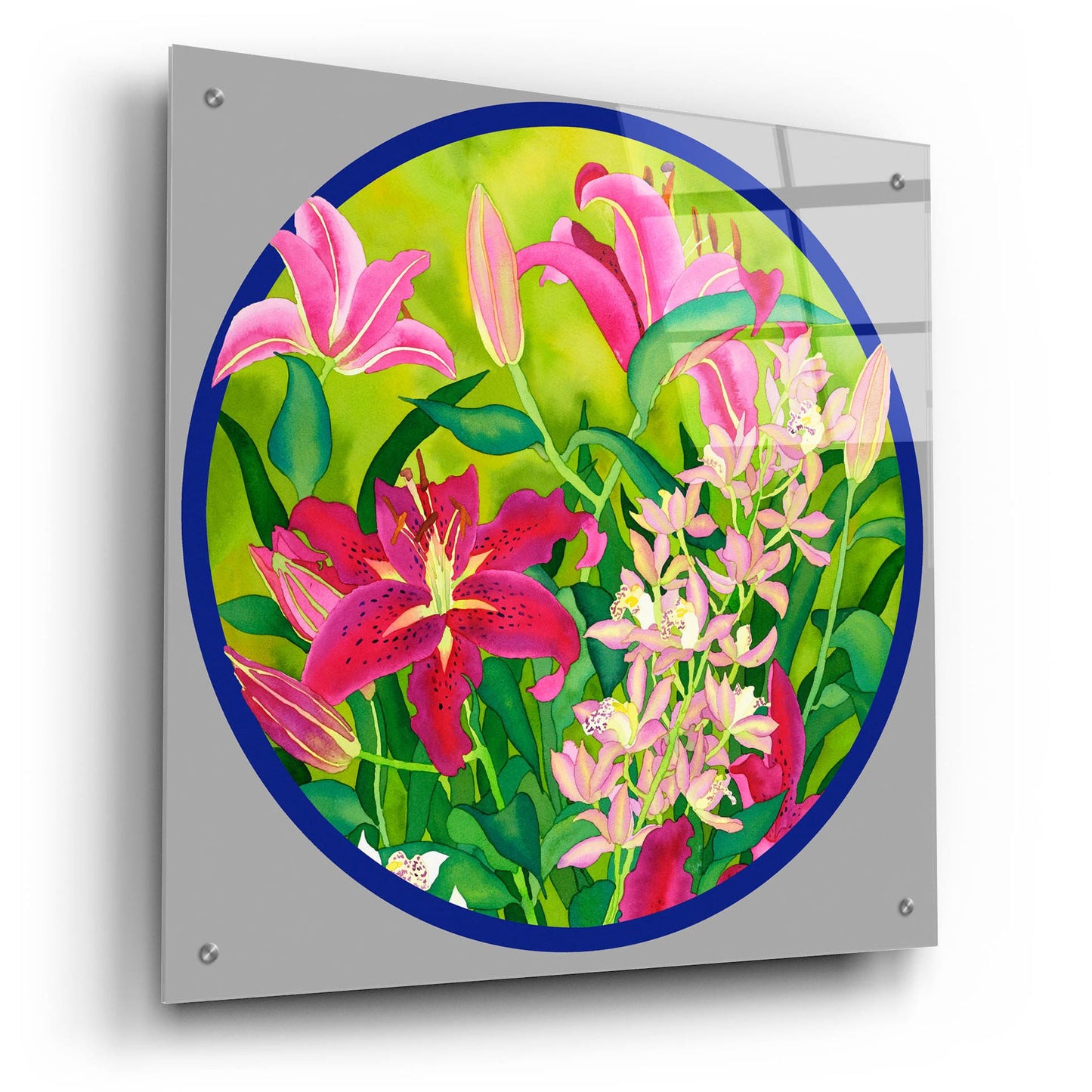 Epic Art 'Lilly Love-Circle' by Carissa Luminess, Acrylic Glass Wall Art,24x24