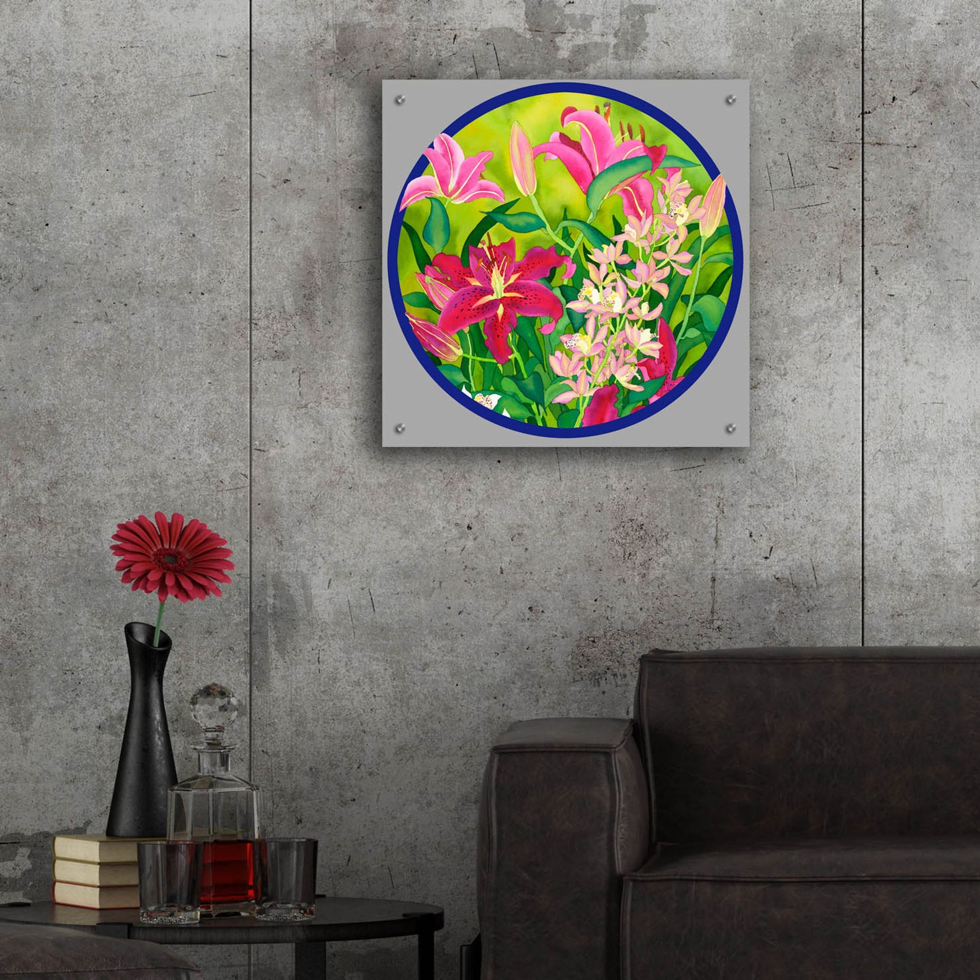 Epic Art 'Lilly Love-Circle' by Carissa Luminess, Acrylic Glass Wall Art,24x24