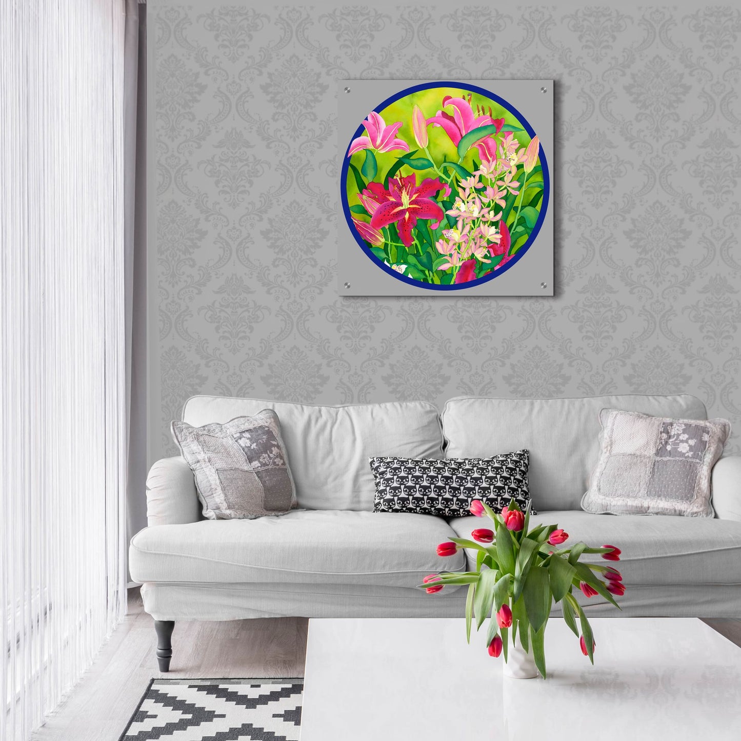 Epic Art 'Lilly Love-Circle' by Carissa Luminess, Acrylic Glass Wall Art,24x24