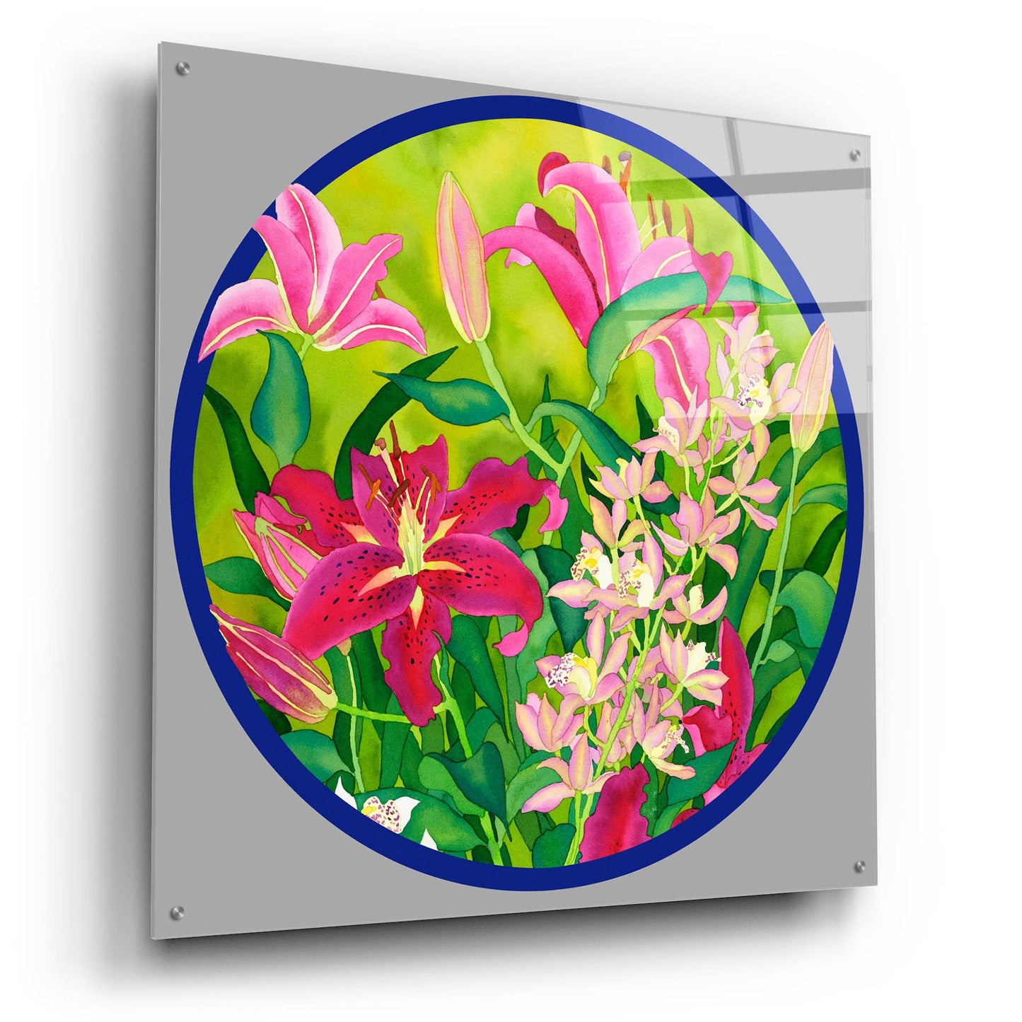 Epic Art 'Lilly Love-Circle' by Carissa Luminess, Acrylic Glass Wall Art,36x36