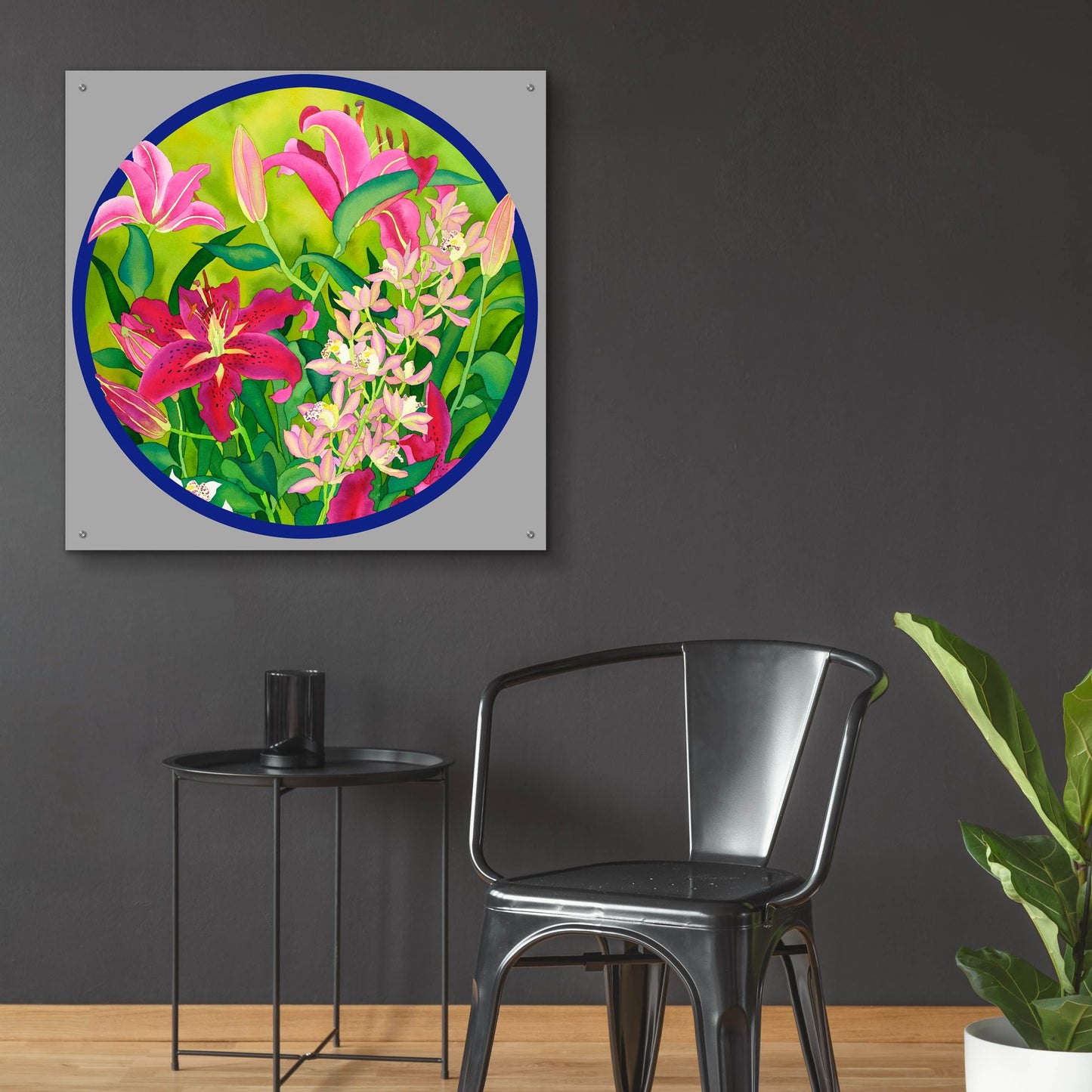 Epic Art 'Lilly Love-Circle' by Carissa Luminess, Acrylic Glass Wall Art,36x36