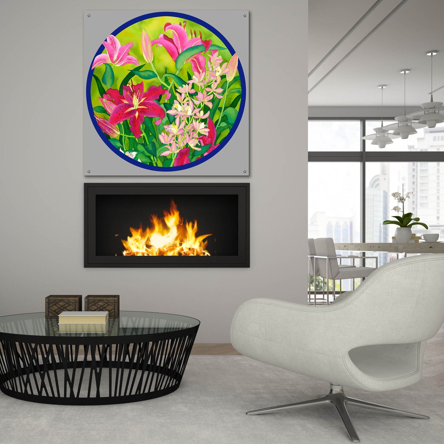 Epic Art 'Lilly Love-Circle' by Carissa Luminess, Acrylic Glass Wall Art,36x36