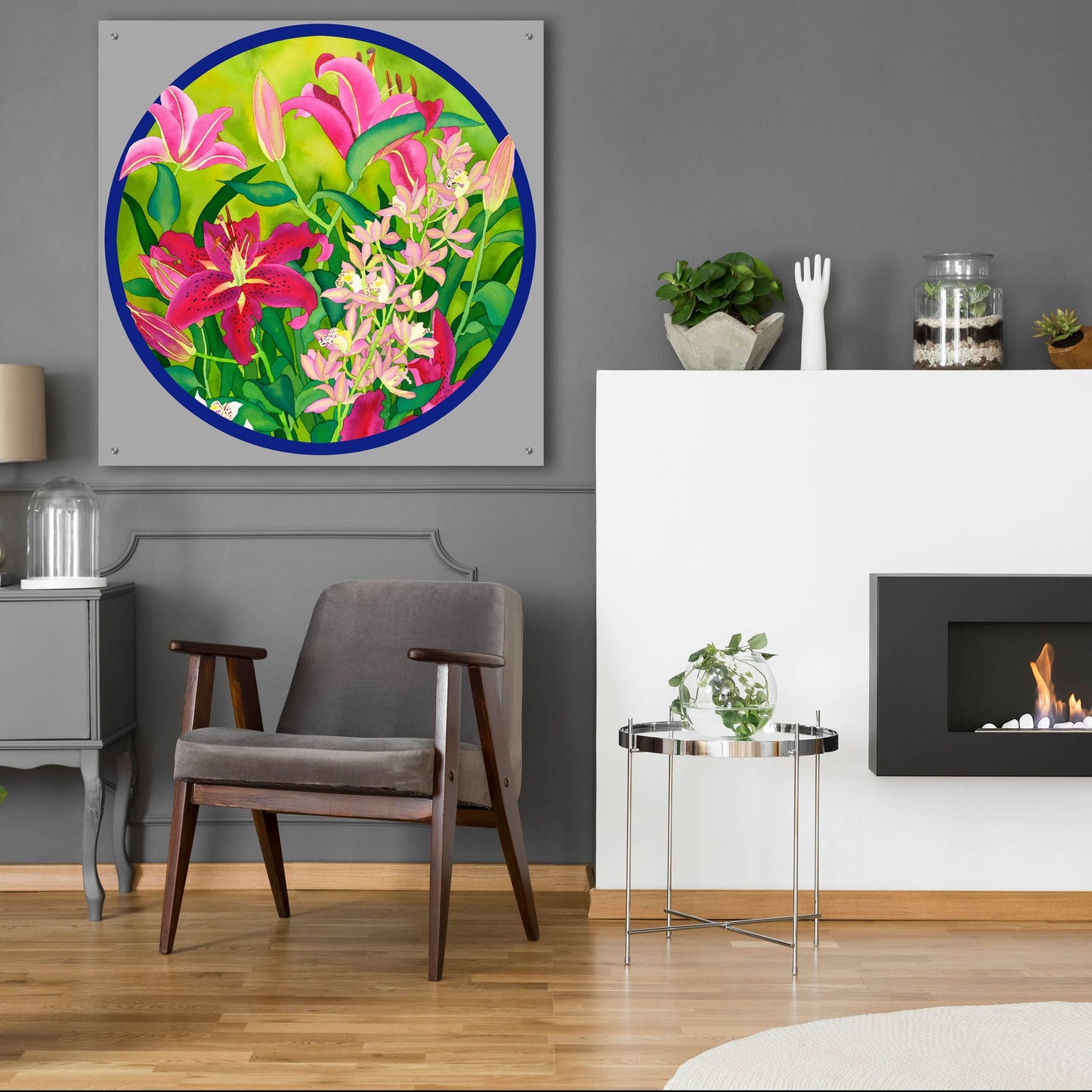 Epic Art 'Lilly Love-Circle' by Carissa Luminess, Acrylic Glass Wall Art,36x36