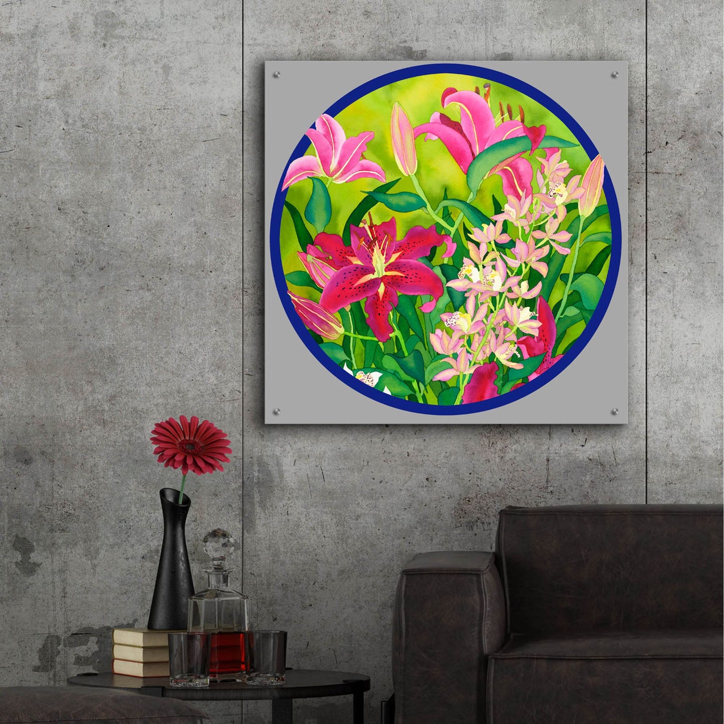 Epic Art 'Lilly Love-Circle' by Carissa Luminess, Acrylic Glass Wall Art,36x36