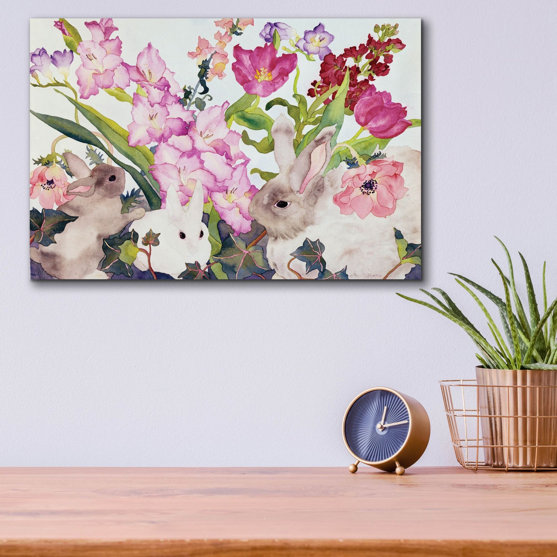 Epic Art 'Three Bunnies' by Carissa Luminess, Acrylic Glass Wall Art,16x12