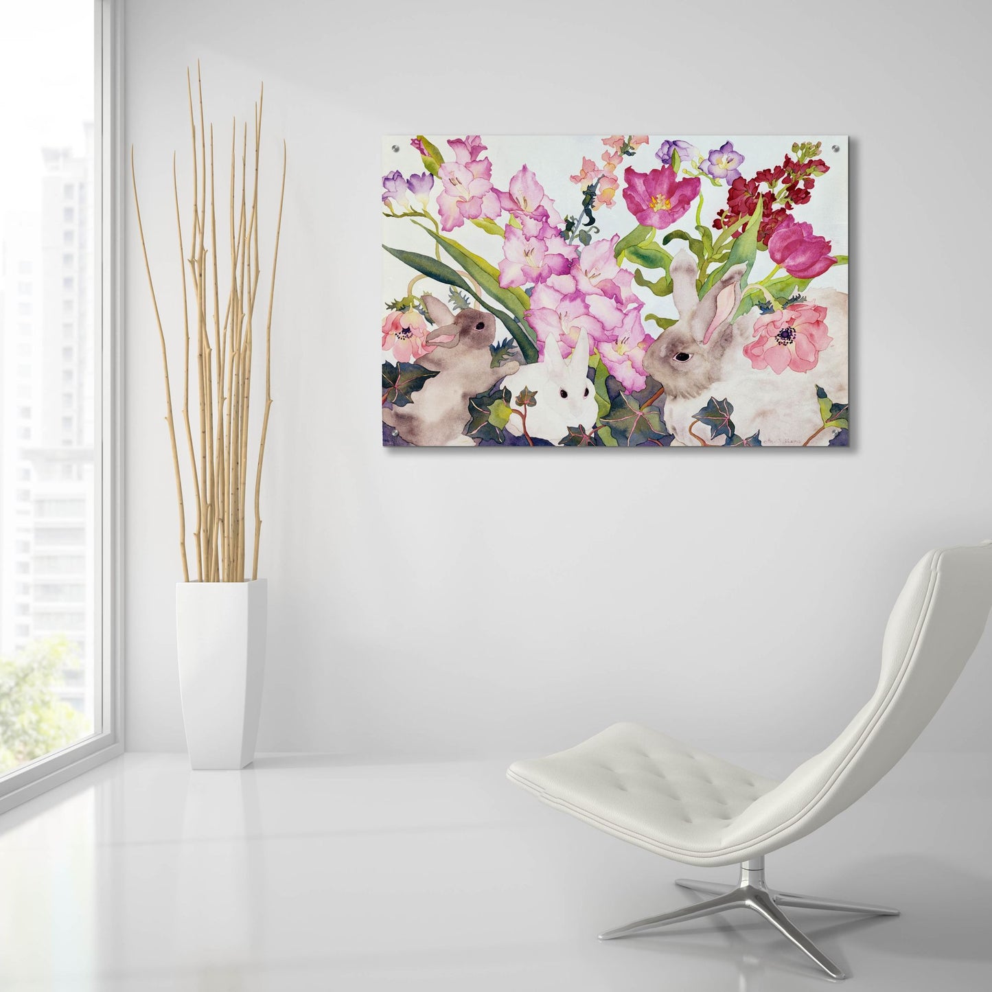 Epic Art 'Three Bunnies' by Carissa Luminess, Acrylic Glass Wall Art,36x24