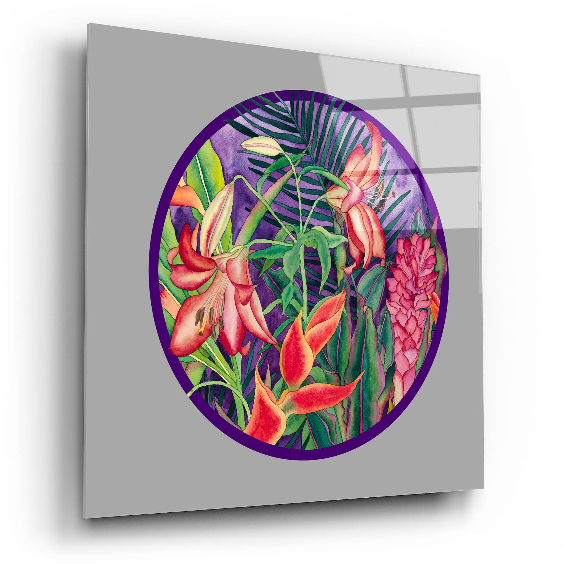 Epic Art 'Tropical Rain - Circle' by Carissa Luminess, Acrylic Glass Wall Art,12x12