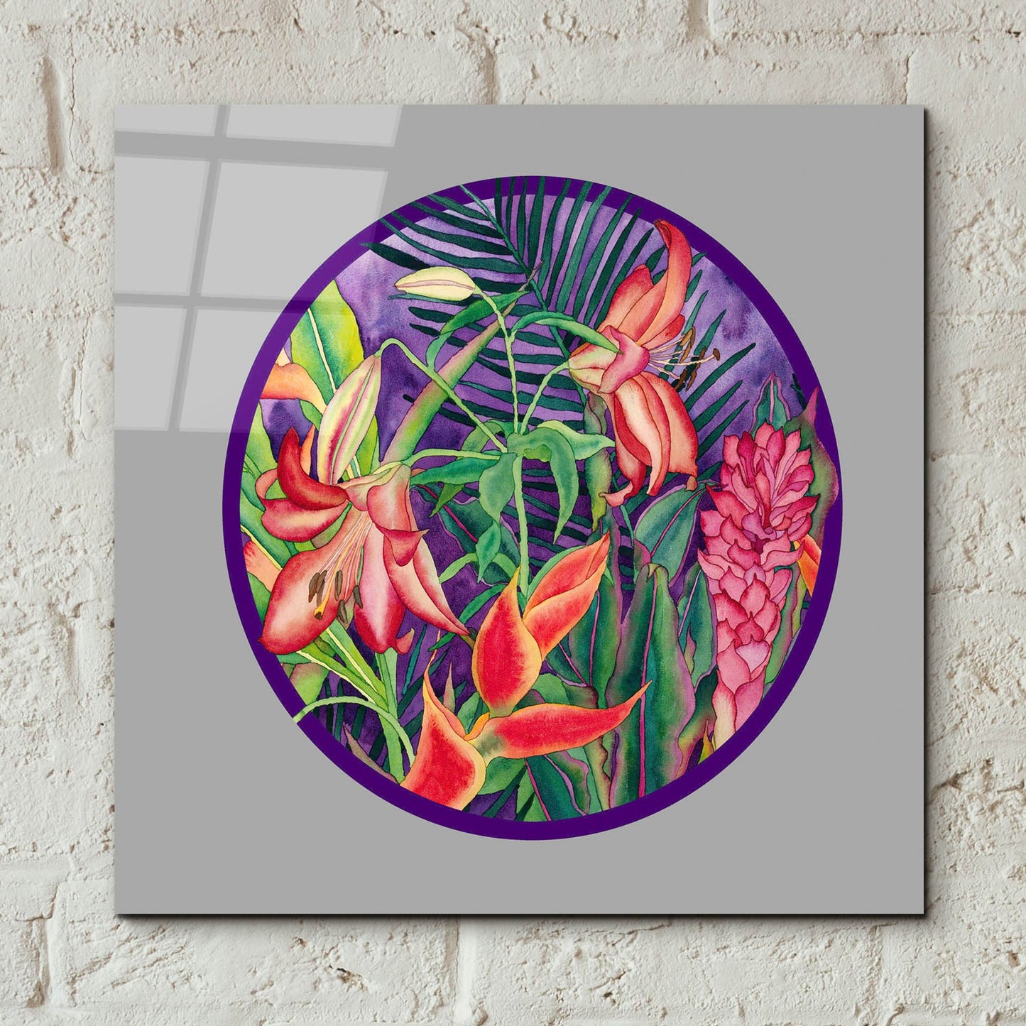 Epic Art 'Tropical Rain - Circle' by Carissa Luminess, Acrylic Glass Wall Art,12x12