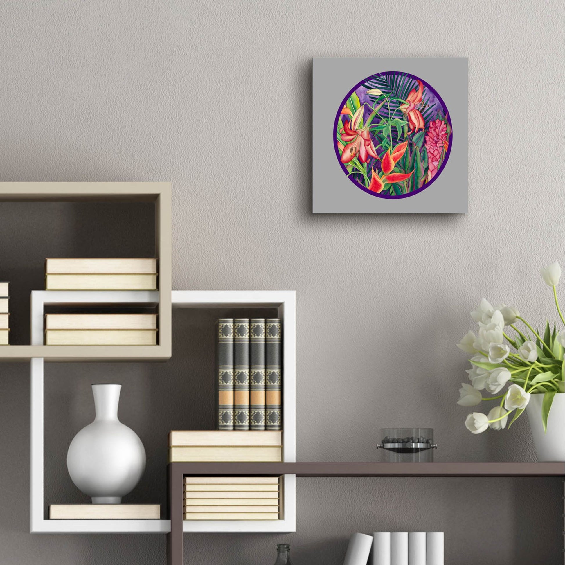 Epic Art 'Tropical Rain - Circle' by Carissa Luminess, Acrylic Glass Wall Art,12x12