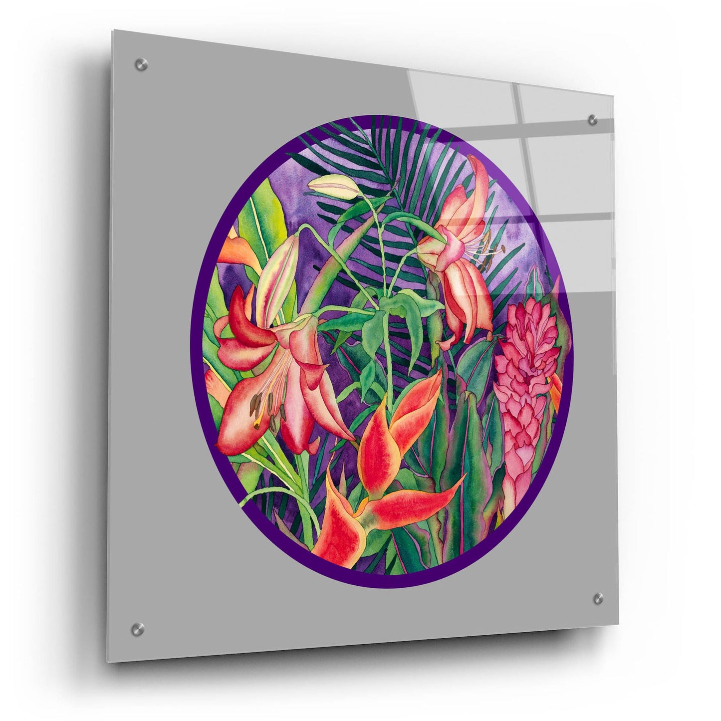 Epic Art 'Tropical Rain - Circle' by Carissa Luminess, Acrylic Glass Wall Art,24x24