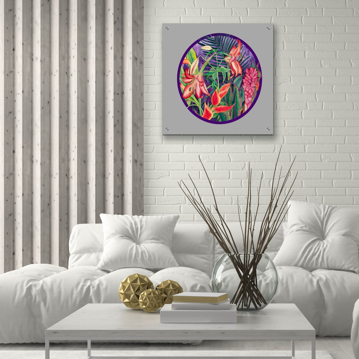 Epic Art 'Tropical Rain - Circle' by Carissa Luminess, Acrylic Glass Wall Art,24x24