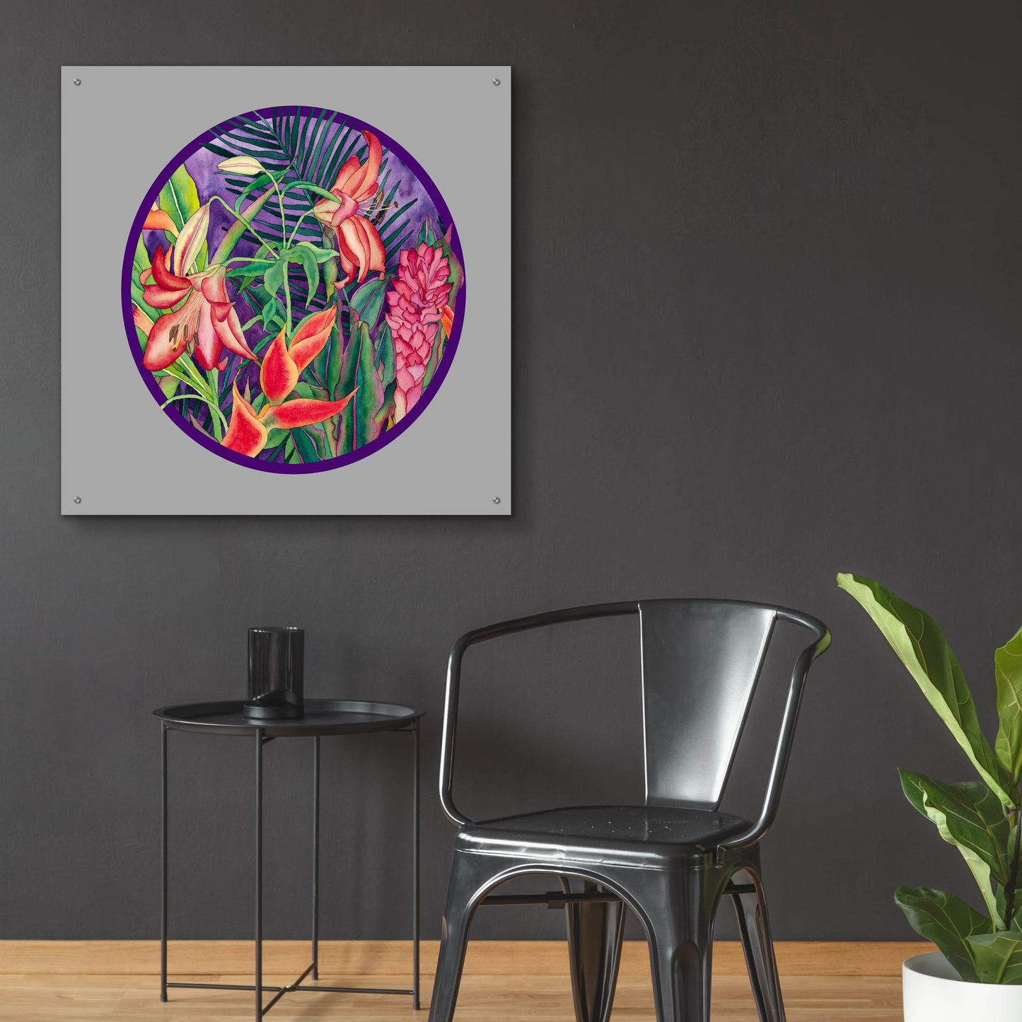 Epic Art 'Tropical Rain - Circle' by Carissa Luminess, Acrylic Glass Wall Art,36x36