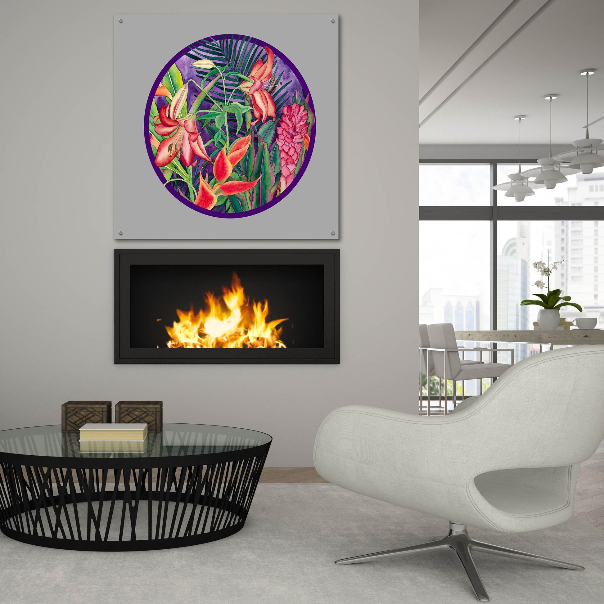 Epic Art 'Tropical Rain - Circle' by Carissa Luminess, Acrylic Glass Wall Art,36x36