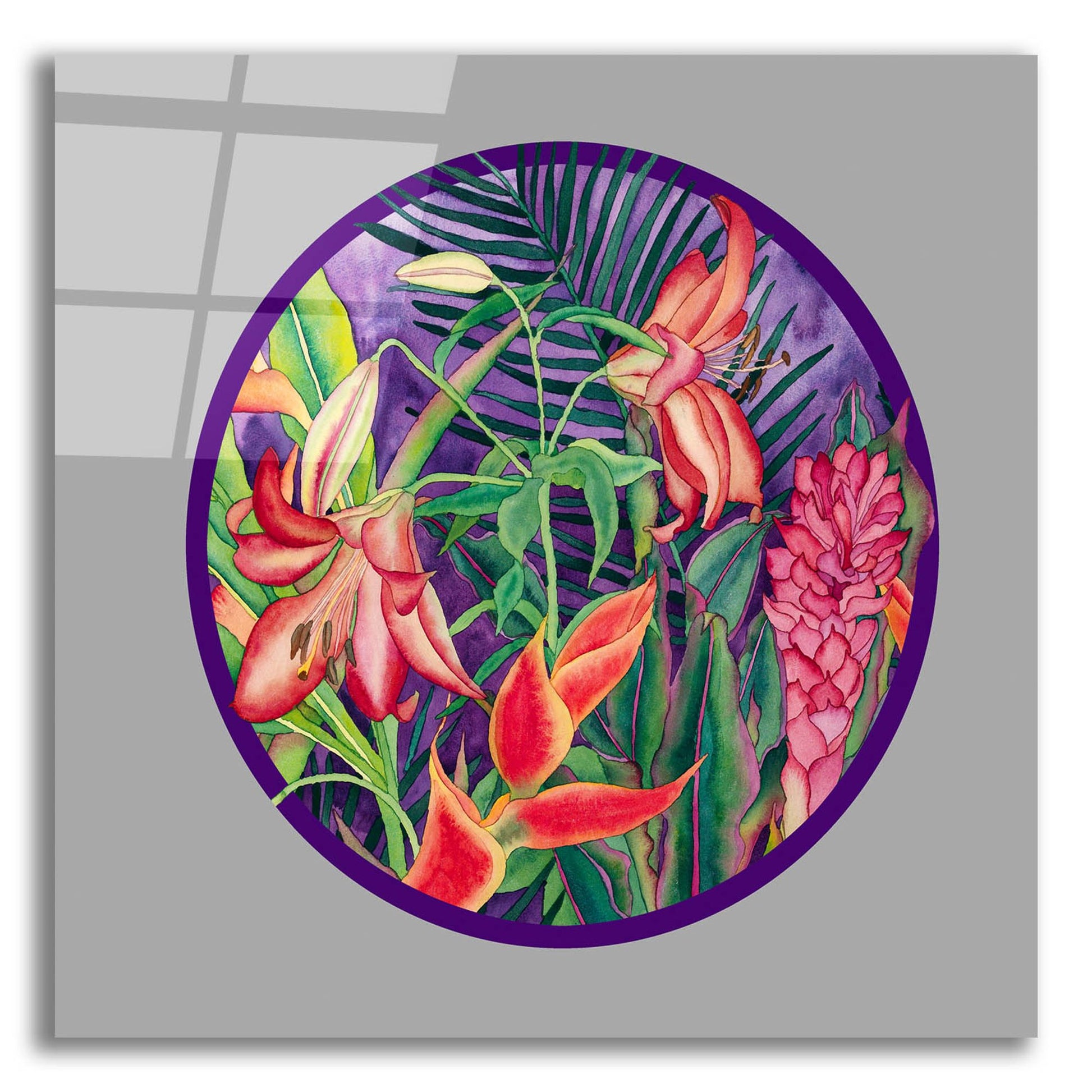 Epic Art 'Tropical Rain - Circle' by Carissa Luminess, Acrylic Glass Wall Art