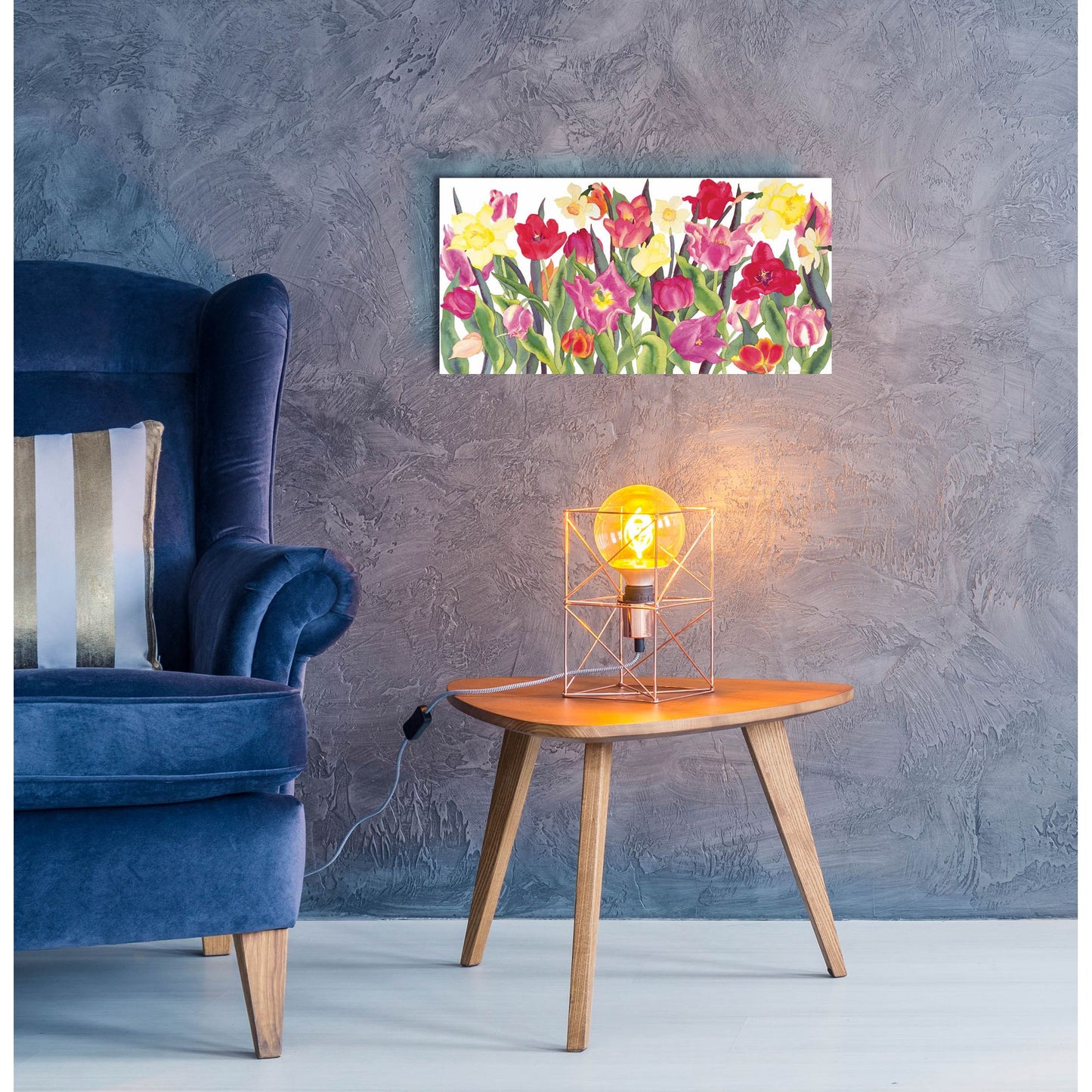 Epic Art 'Tulips And Daffodils' by Carissa Luminess, Acrylic Glass Wall Art,24x12