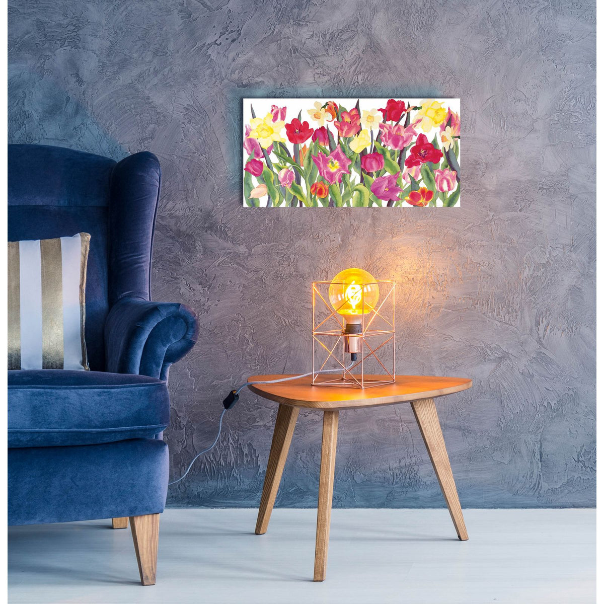 Tulips And Daffodils by Carissa Luminess - 24x12 acrylic wall art in a room