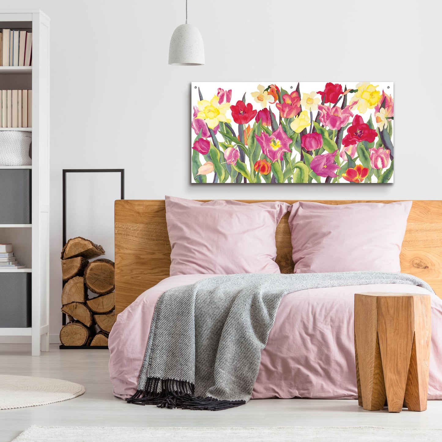 Epic Art 'Tulips And Daffodils' by Carissa Luminess, Acrylic Glass Wall Art,48x24