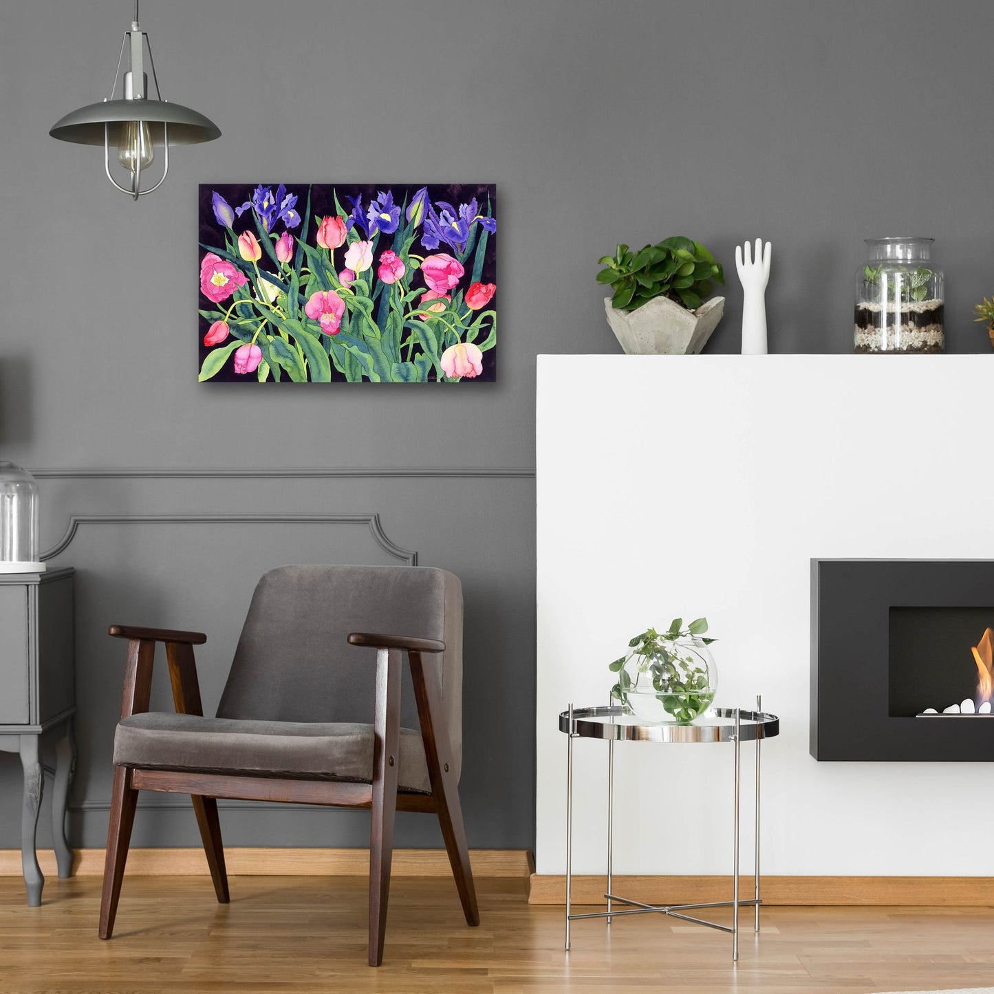 Epic Art 'Tulips And Irises' by Carissa Luminess, Acrylic Glass Wall Art,24x16