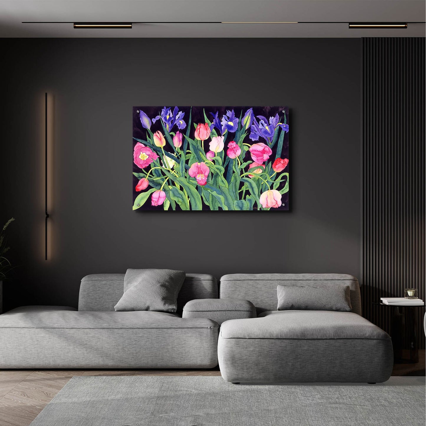 Epic Art 'Tulips And Irises' by Carissa Luminess, Acrylic Glass Wall Art,36x24