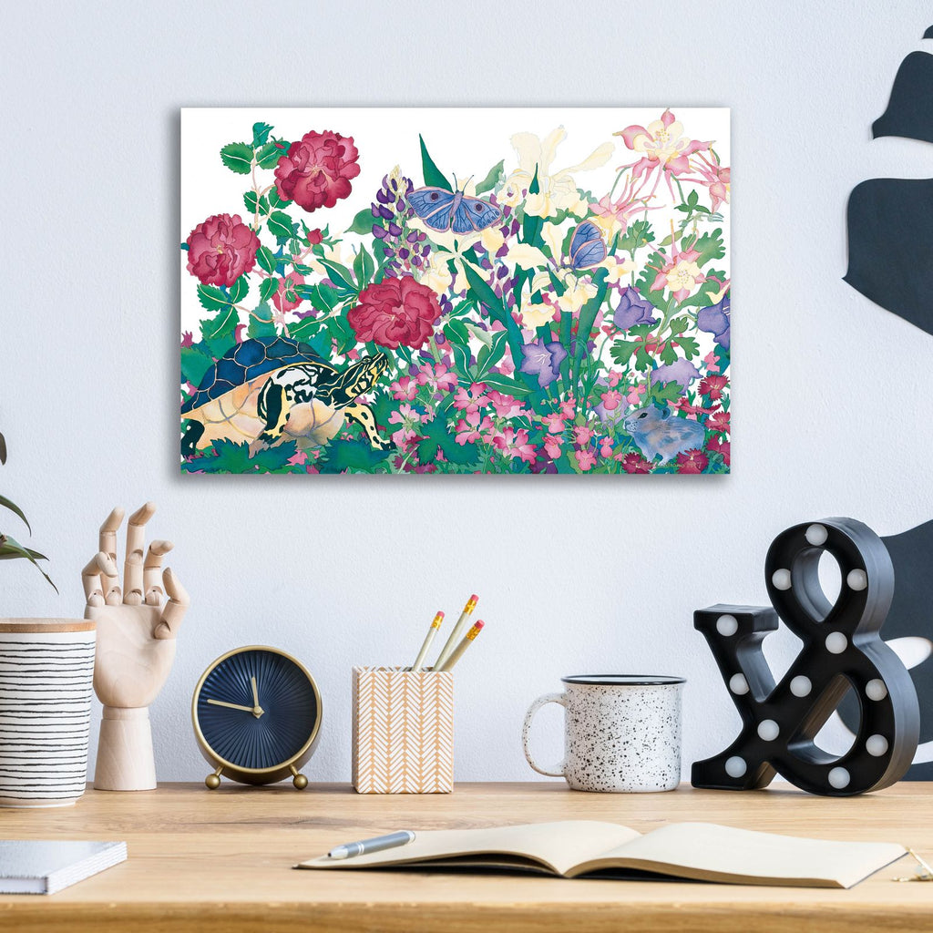 Turtle With Butterfly by Carissa Luminess - 16x12 acrylic wall art in a room