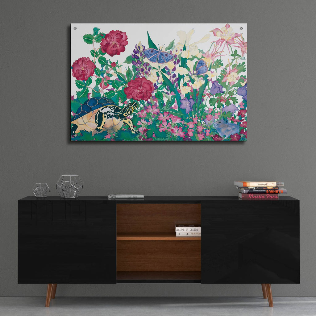 Turtle With Butterfly by Carissa Luminess - 36x24 acrylic wall art in a room