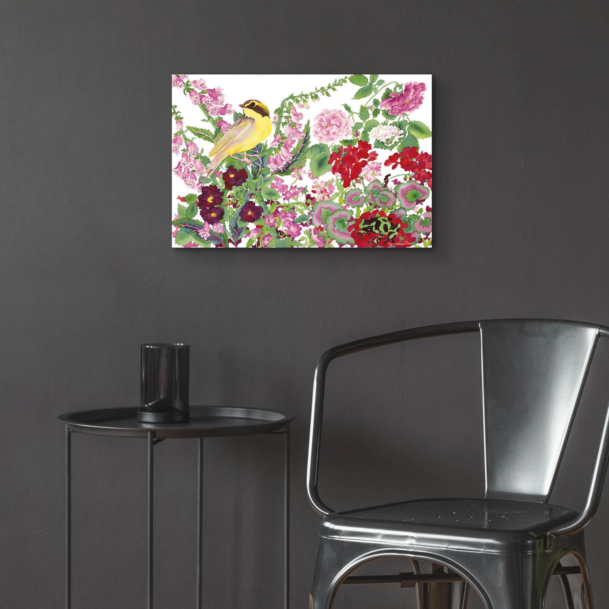 Epic Art 'Warbler With Frog' by Carissa Luminess, Acrylic Glass Wall Art,24x16