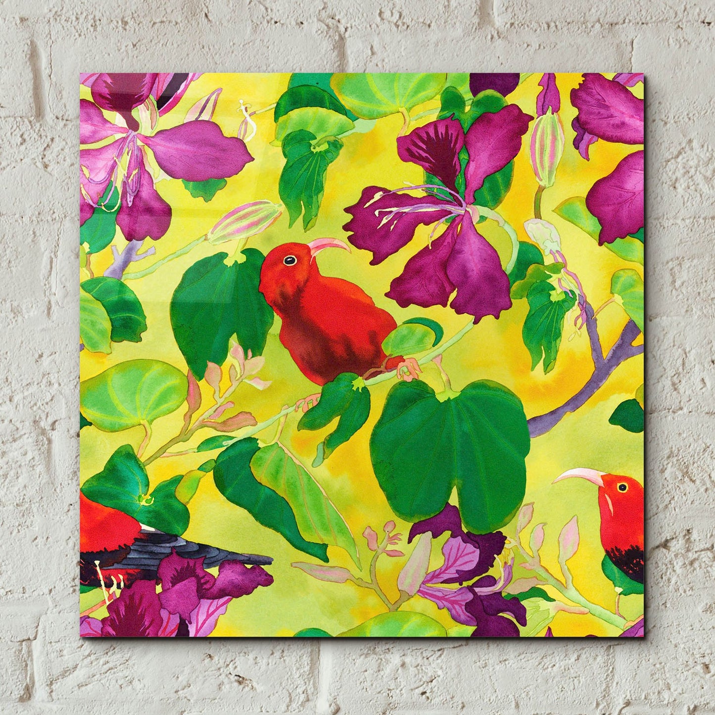 Epic Art 'Liwis in Orchid Tree - Repeat Pattern' by Carissa Luminess, Acrylic Glass Wall Art,12x12