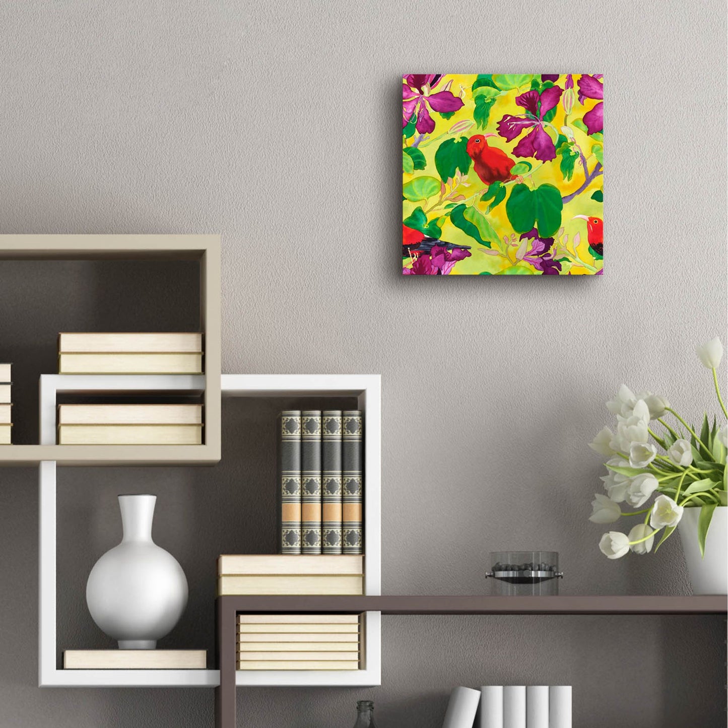 Epic Art 'Liwis in Orchid Tree - Repeat Pattern' by Carissa Luminess, Acrylic Glass Wall Art,12x12