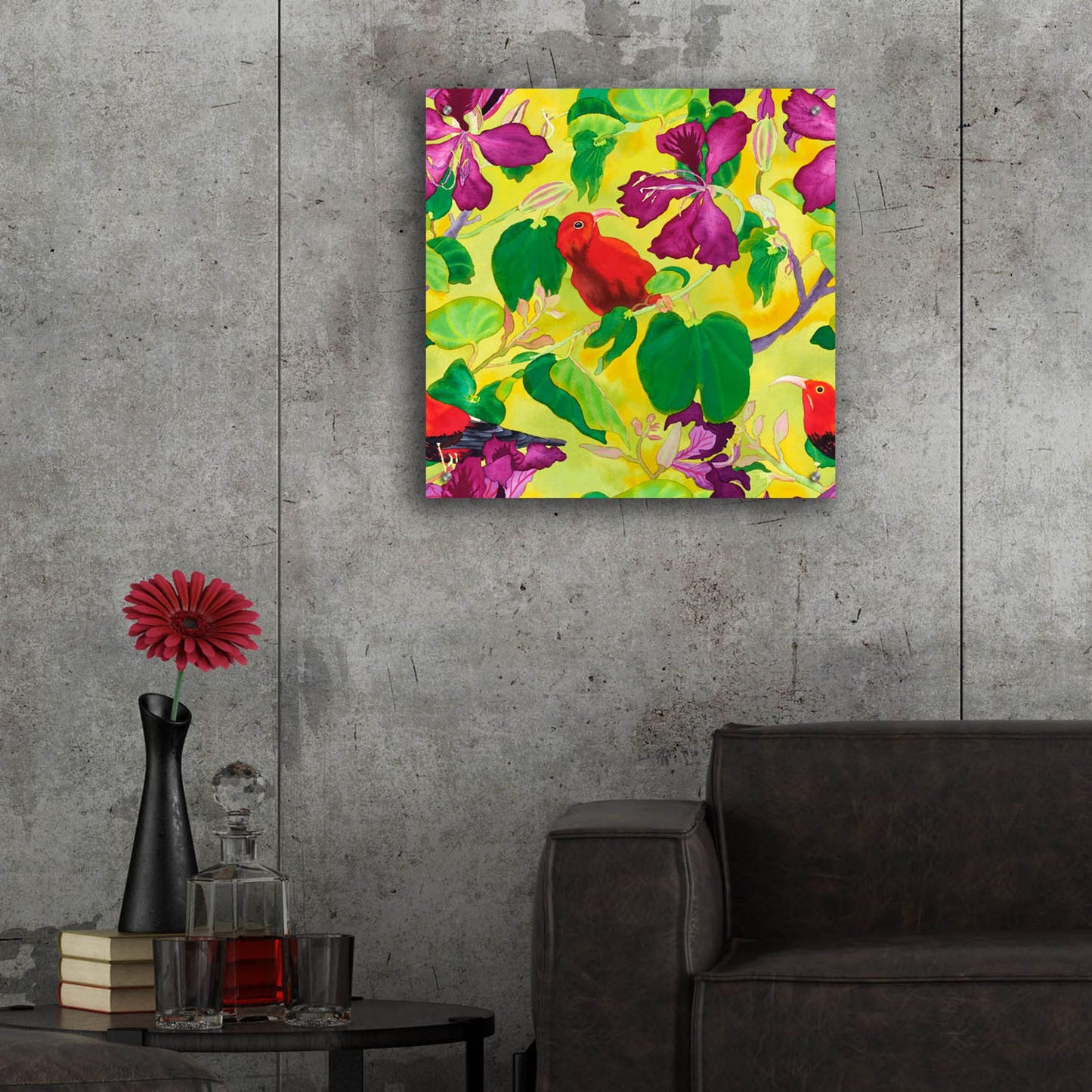 Epic Art 'Liwis in Orchid Tree - Repeat Pattern' by Carissa Luminess, Acrylic Glass Wall Art,24x24