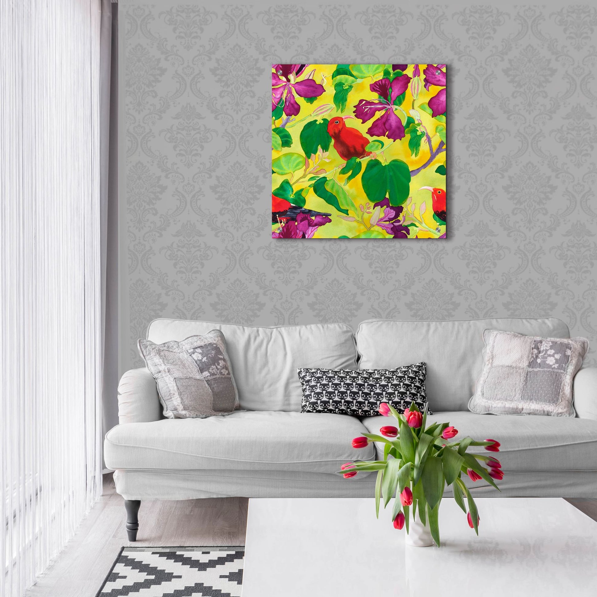 Epic Art 'Liwis in Orchid Tree - Repeat Pattern' by Carissa Luminess, Acrylic Glass Wall Art,24x24