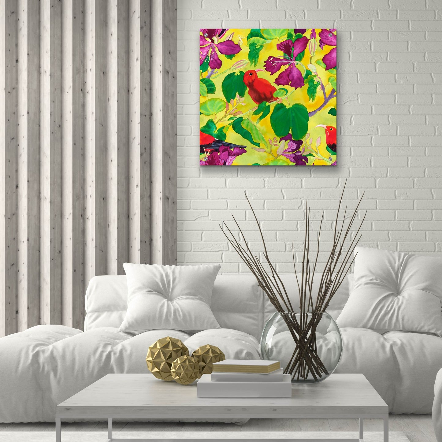 Epic Art 'Liwis in Orchid Tree - Repeat Pattern' by Carissa Luminess, Acrylic Glass Wall Art,24x24