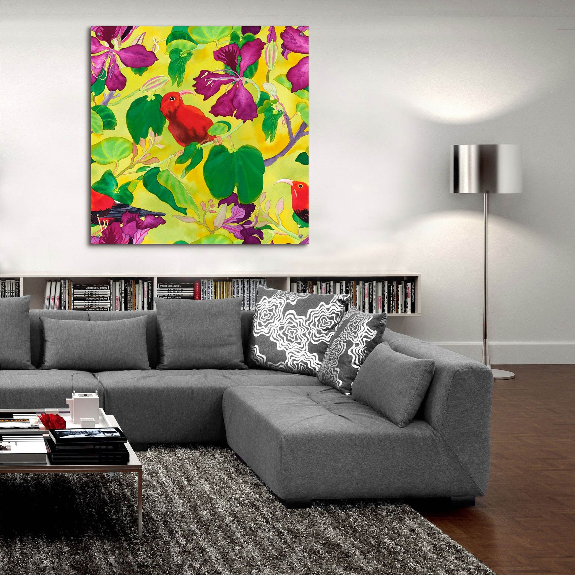 Epic Art 'Liwis in Orchid Tree - Repeat Pattern' by Carissa Luminess, Acrylic Glass Wall Art,36x36