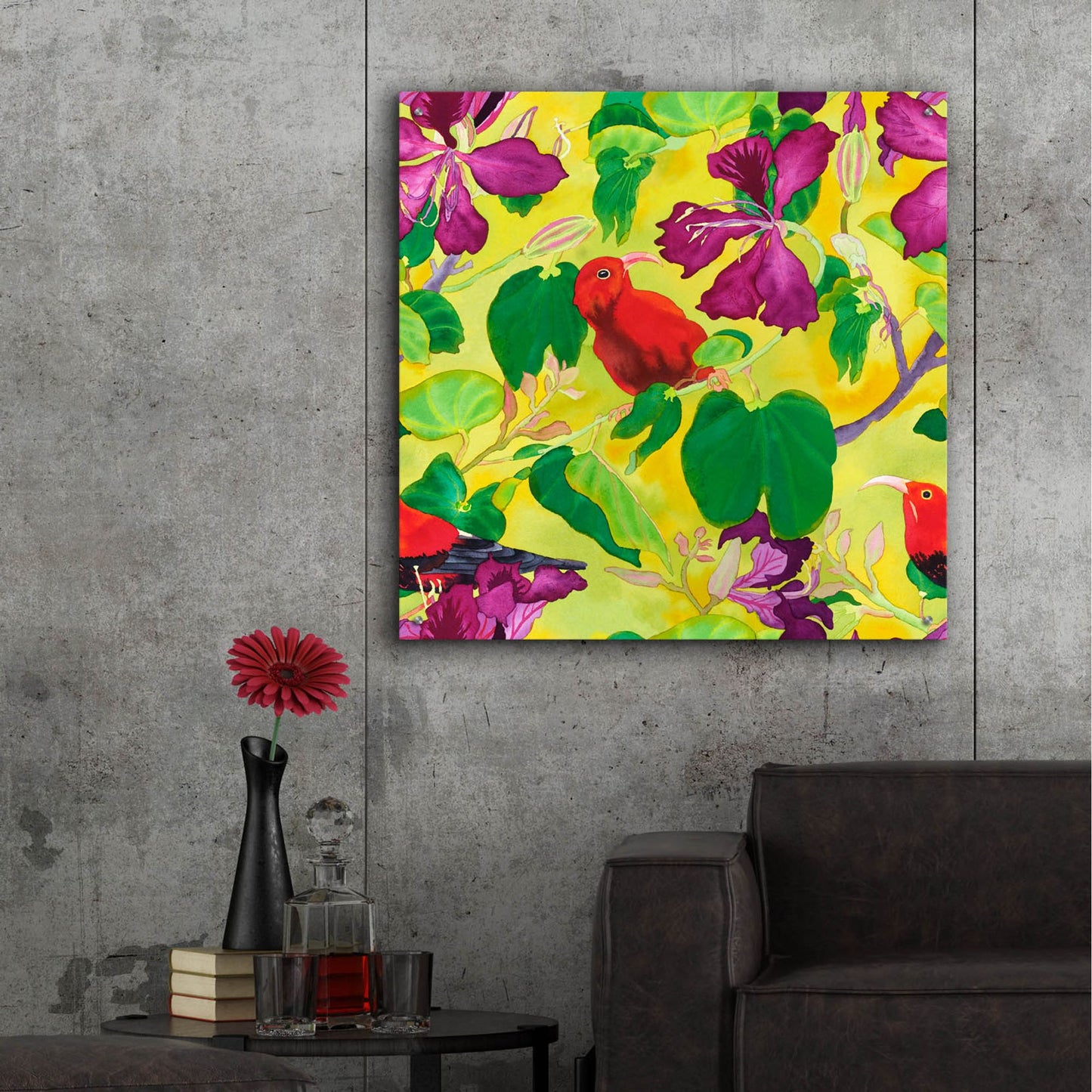 Epic Art 'Liwis in Orchid Tree - Repeat Pattern' by Carissa Luminess, Acrylic Glass Wall Art,36x36