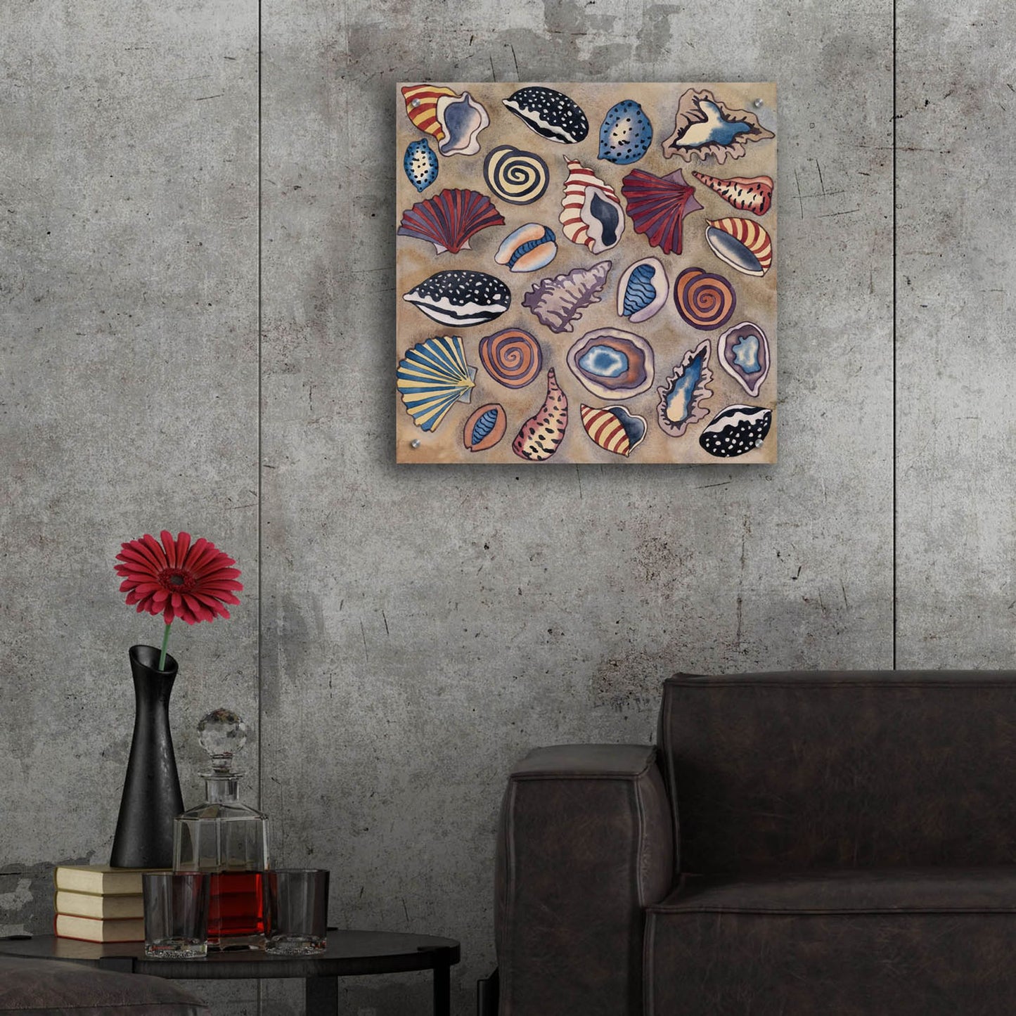 Epic Art 'Sea Shells- Square' by Carissa Luminess, Acrylic Glass Wall Art,24x24