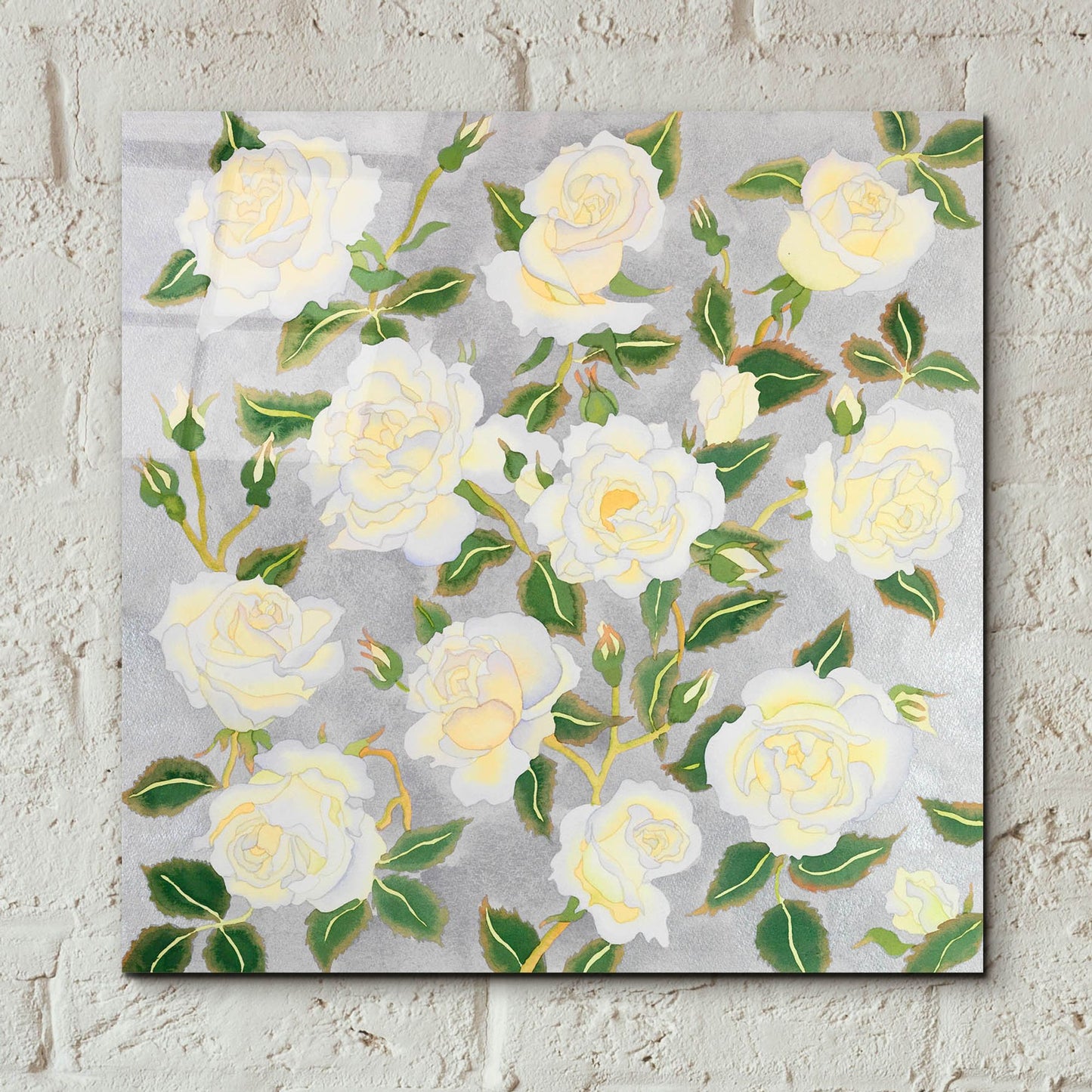 Epic Art 'White Roses- Square' by Carissa Luminess, Acrylic Glass Wall Art,12x12