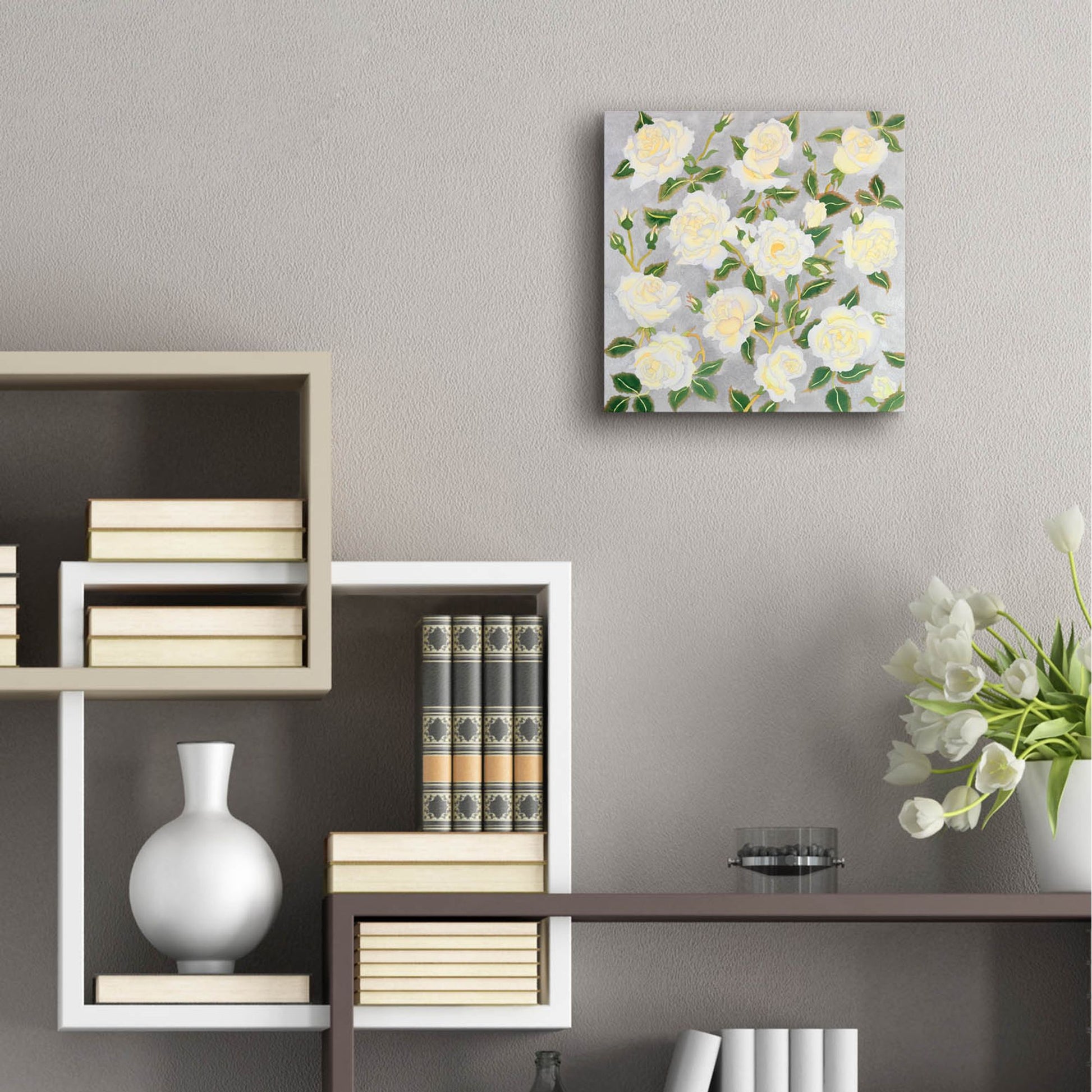 Epic Art 'White Roses- Square' by Carissa Luminess, Acrylic Glass Wall Art,12x12