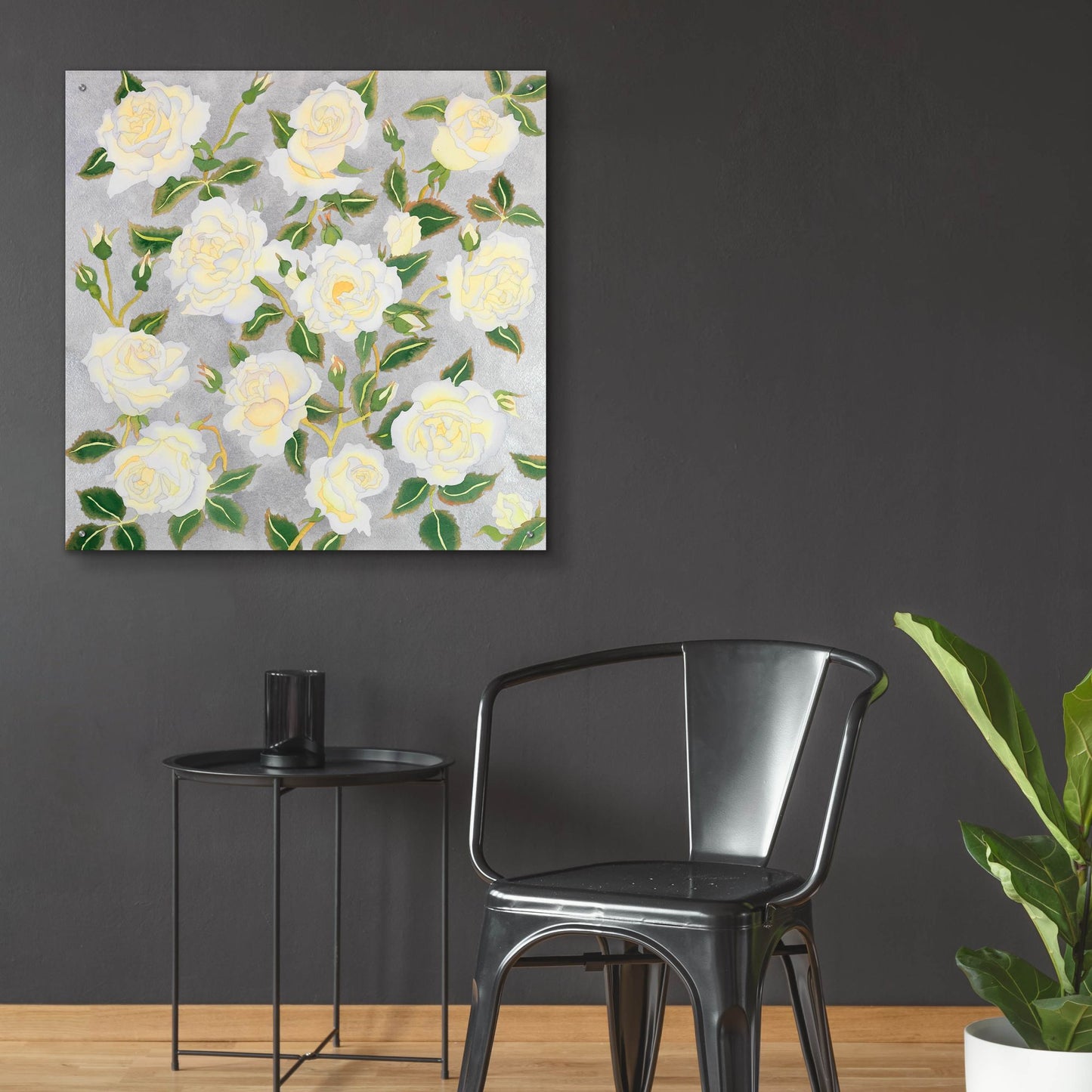 Epic Art 'White Roses- Square' by Carissa Luminess, Acrylic Glass Wall Art,36x36