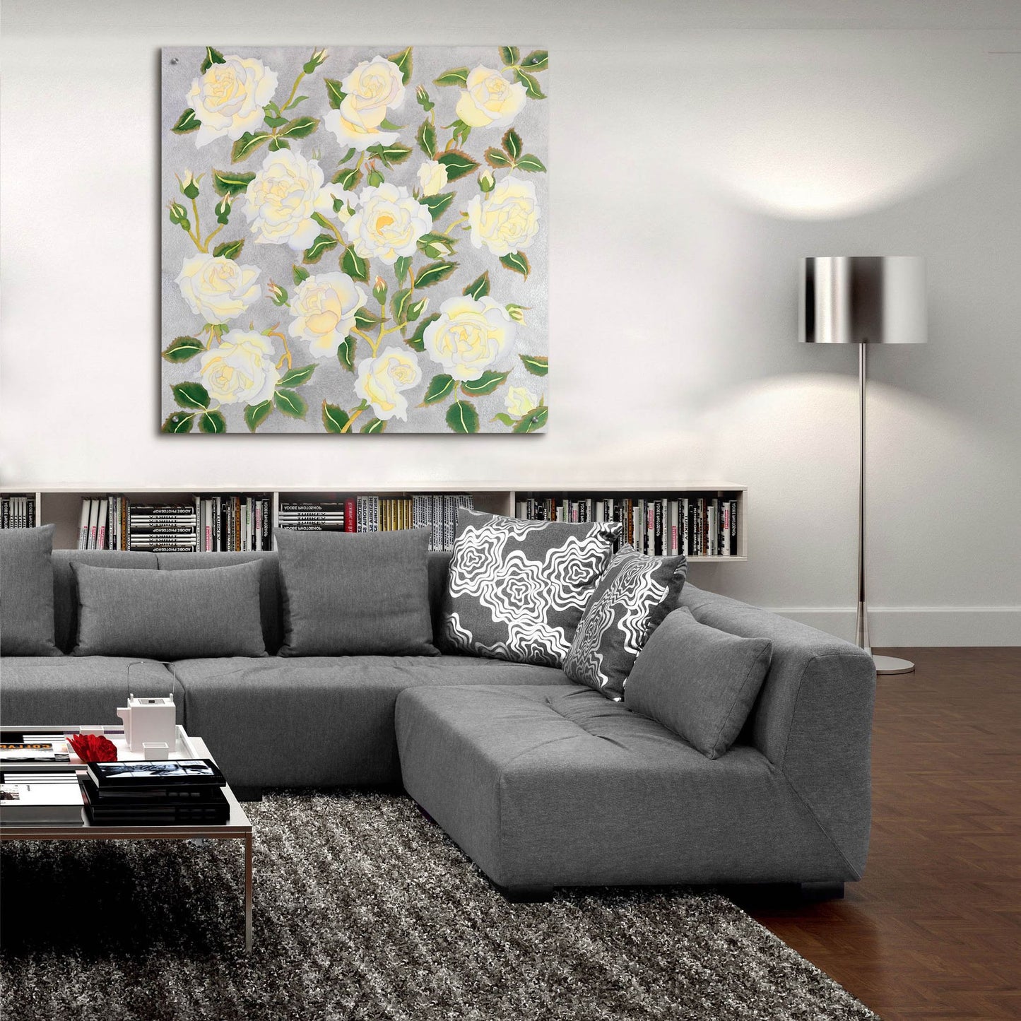 Epic Art 'White Roses- Square' by Carissa Luminess, Acrylic Glass Wall Art,36x36