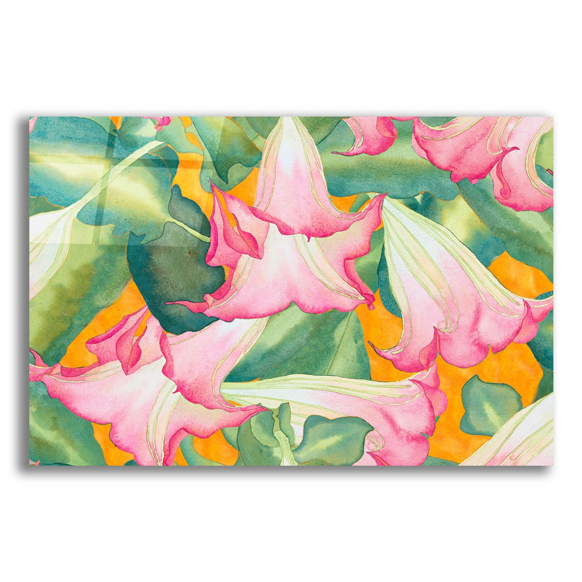 Epic Art 'Heavenly Divine- Angel Trumpets' by Carissa Luminess, Acrylic Glass Wall Art,16x12