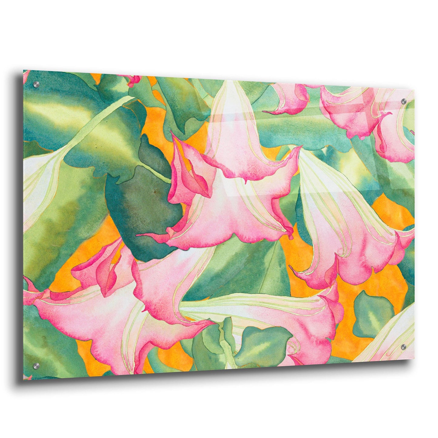 Epic Art 'Heavenly Divine- Angel Trumpets' by Carissa Luminess, Acrylic Glass Wall Art,36x24