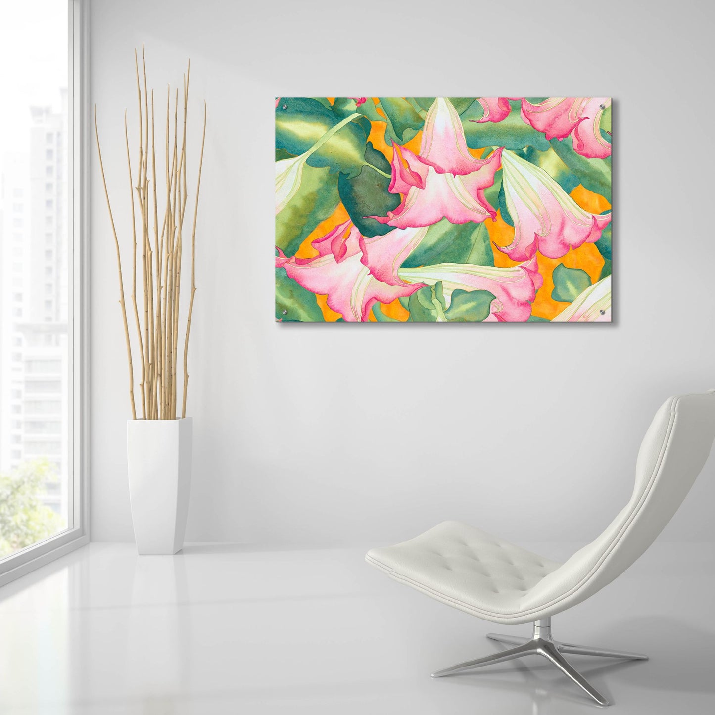 Epic Art 'Heavenly Divine- Angel Trumpets' by Carissa Luminess, Acrylic Glass Wall Art,36x24