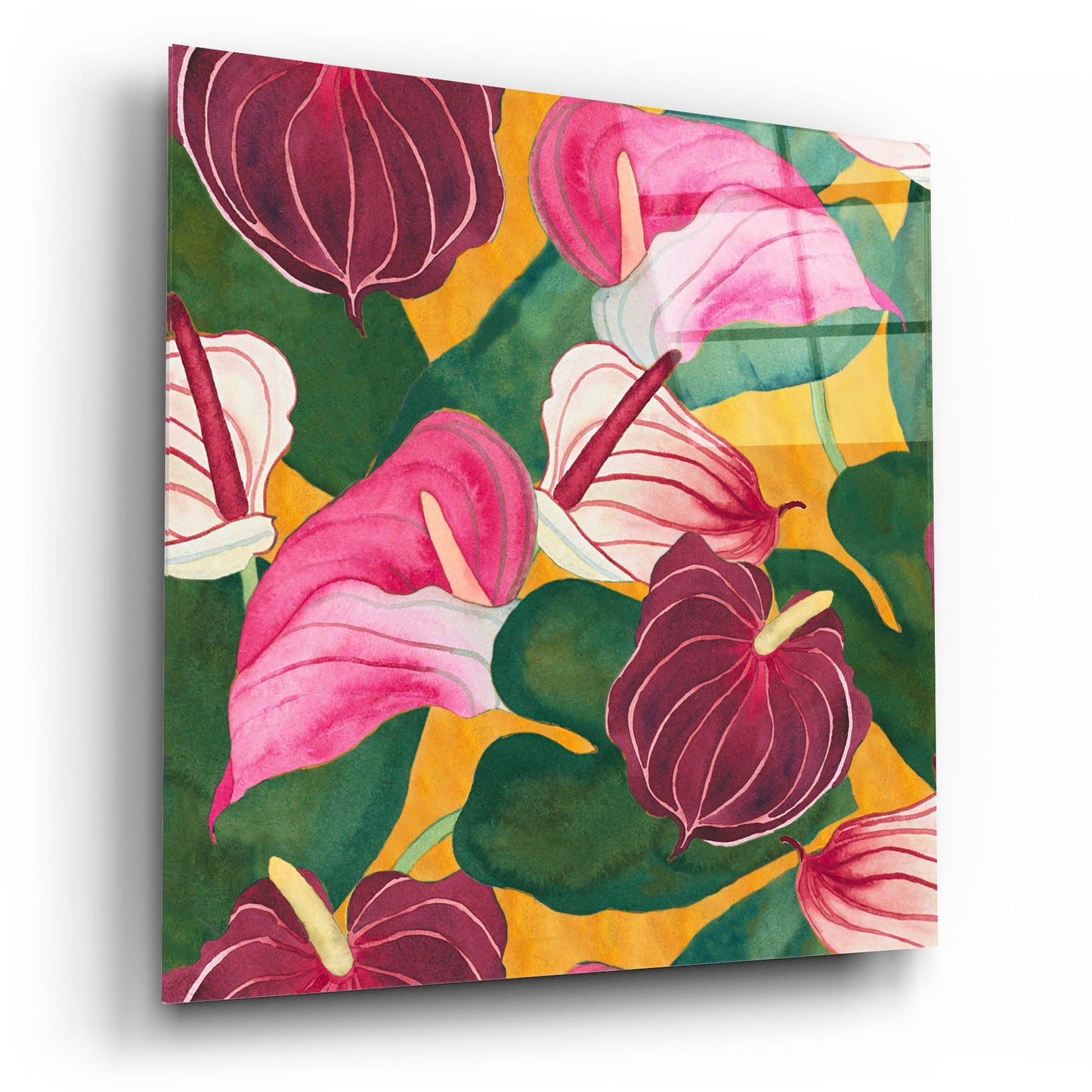 Epic Art 'Heavenly Divine- Anthuriums' by Carissa Luminess, Acrylic Glass Wall Art,12x12