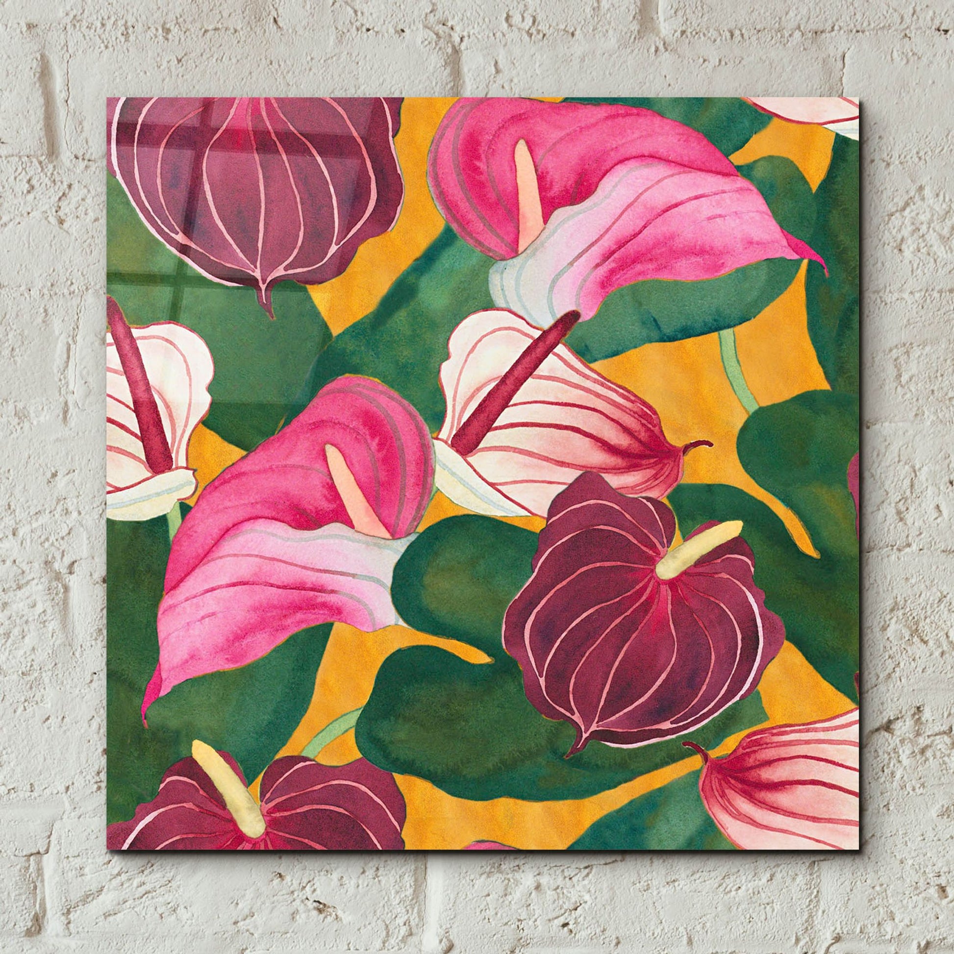 Epic Art 'Heavenly Divine- Anthuriums' by Carissa Luminess, Acrylic Glass Wall Art,12x12