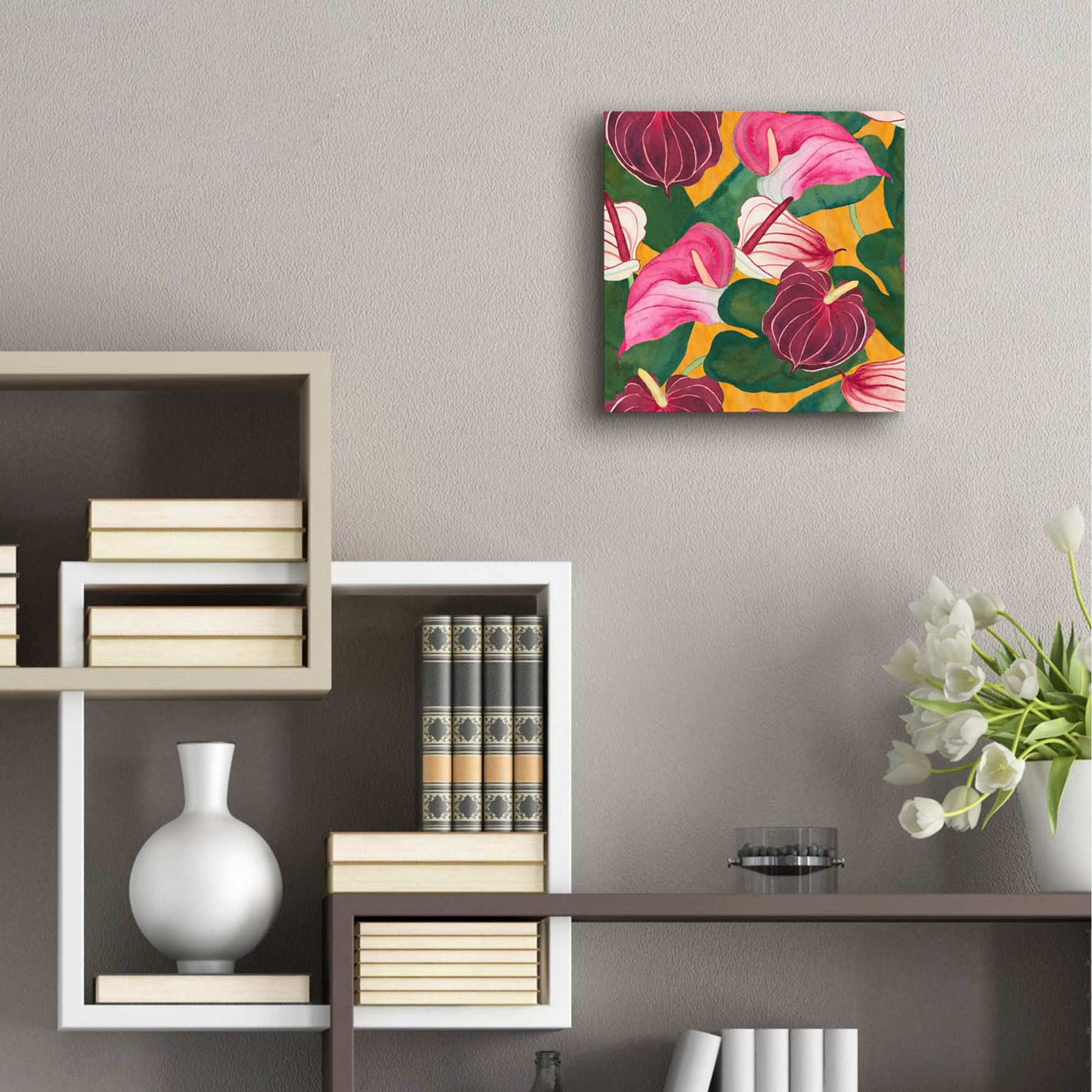 Epic Art 'Heavenly Divine- Anthuriums' by Carissa Luminess, Acrylic Glass Wall Art,12x12