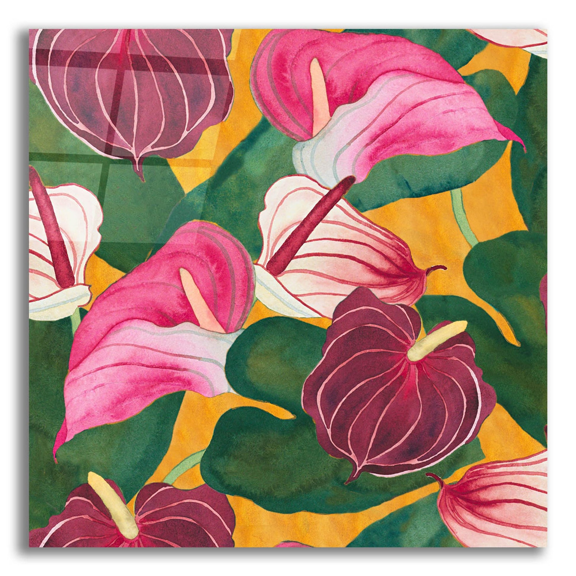 Epic Art 'Heavenly Divine- Anthuriums' by Carissa Luminess, Acrylic Glass Wall Art,12x12