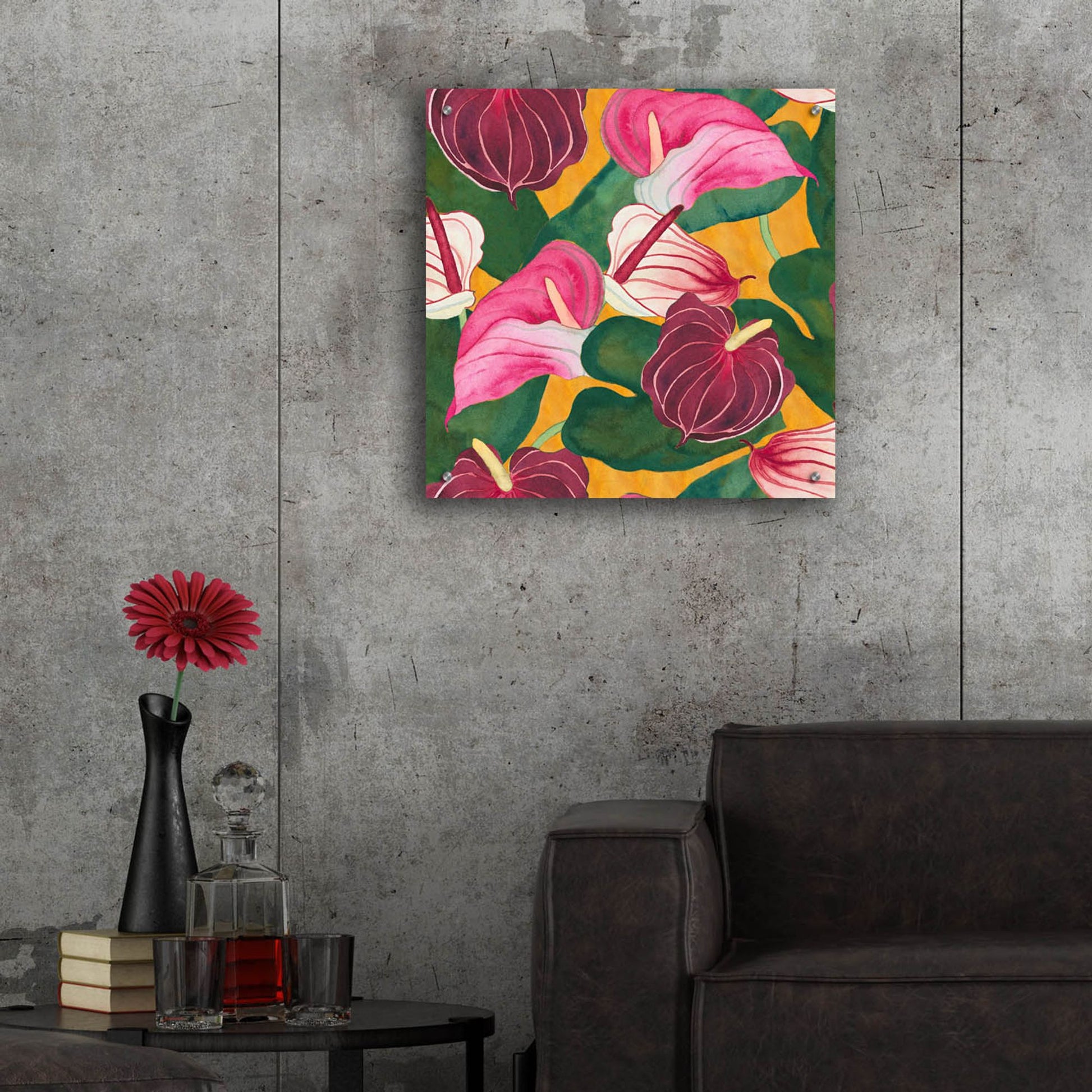 Epic Art 'Heavenly Divine- Anthuriums' by Carissa Luminess, Acrylic Glass Wall Art,24x24